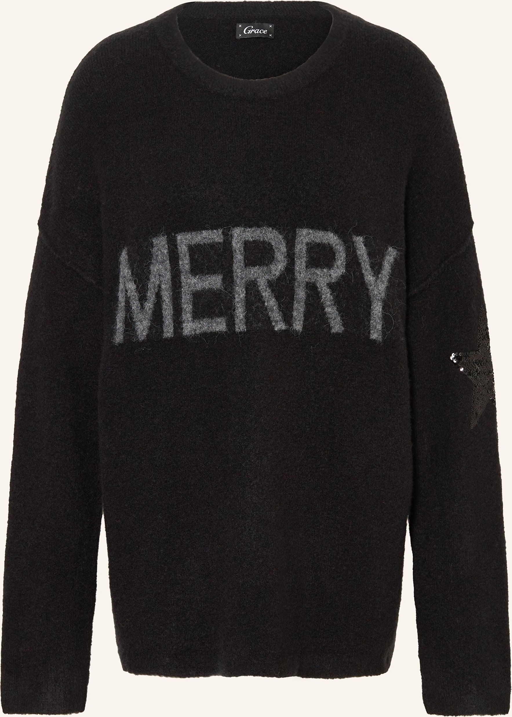 Grace Oversized-Pullover Mit Pailletten schwarz