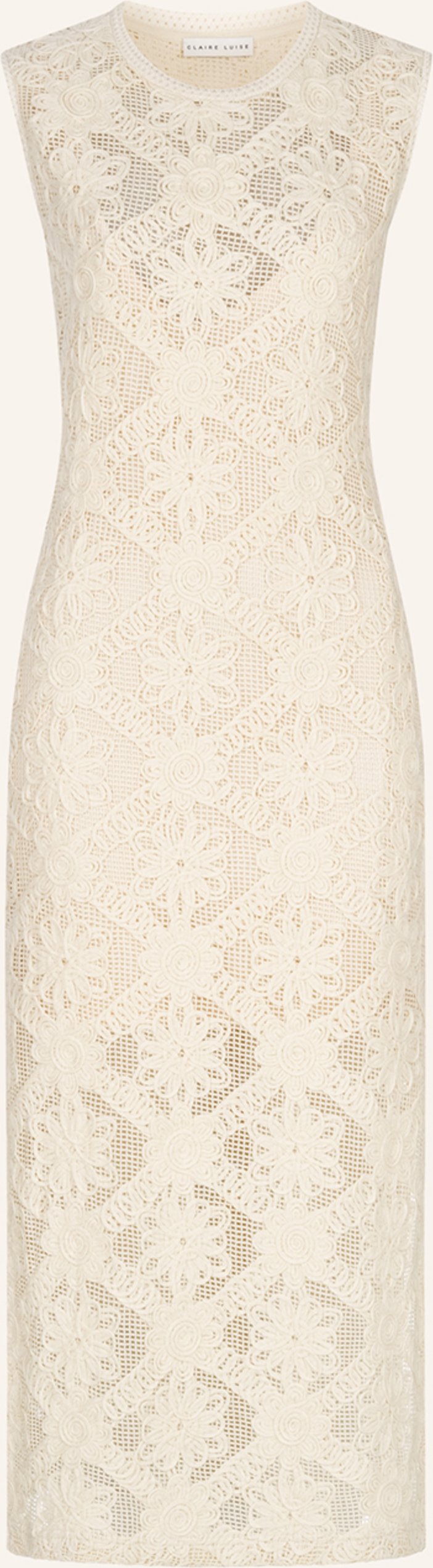 Claire Luise Besticktes Chiffonkleid beige