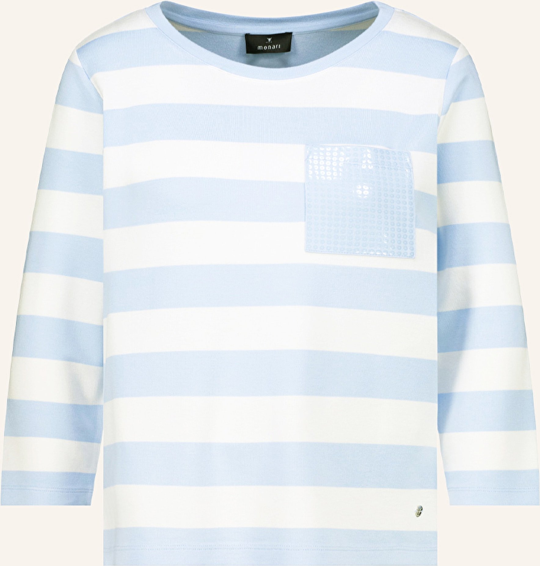 Monari Shirt Mit 3/4-Arm Und Pailletten blau