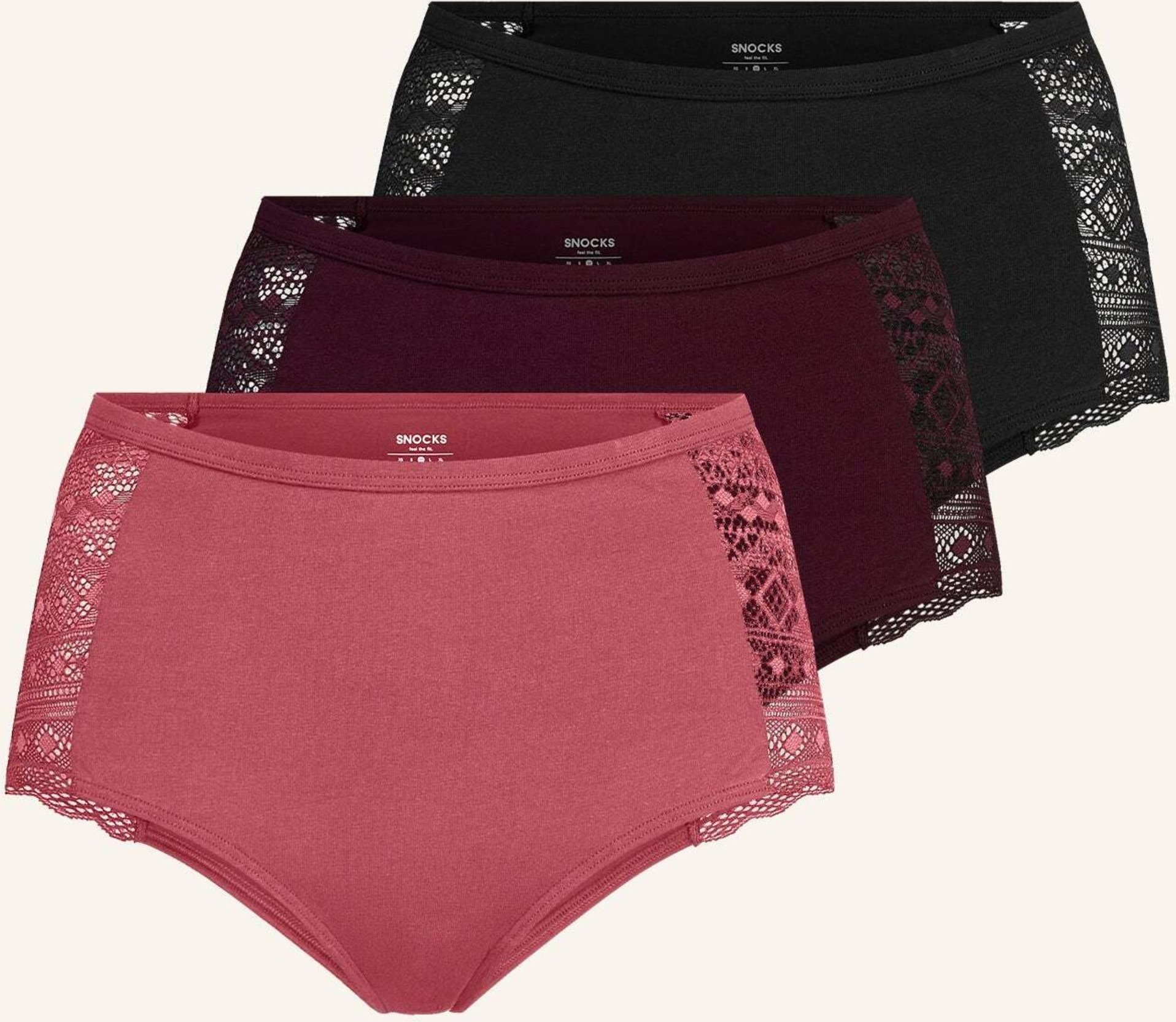 Snocks High Waist Hipster Panties Mit Spitze rosa