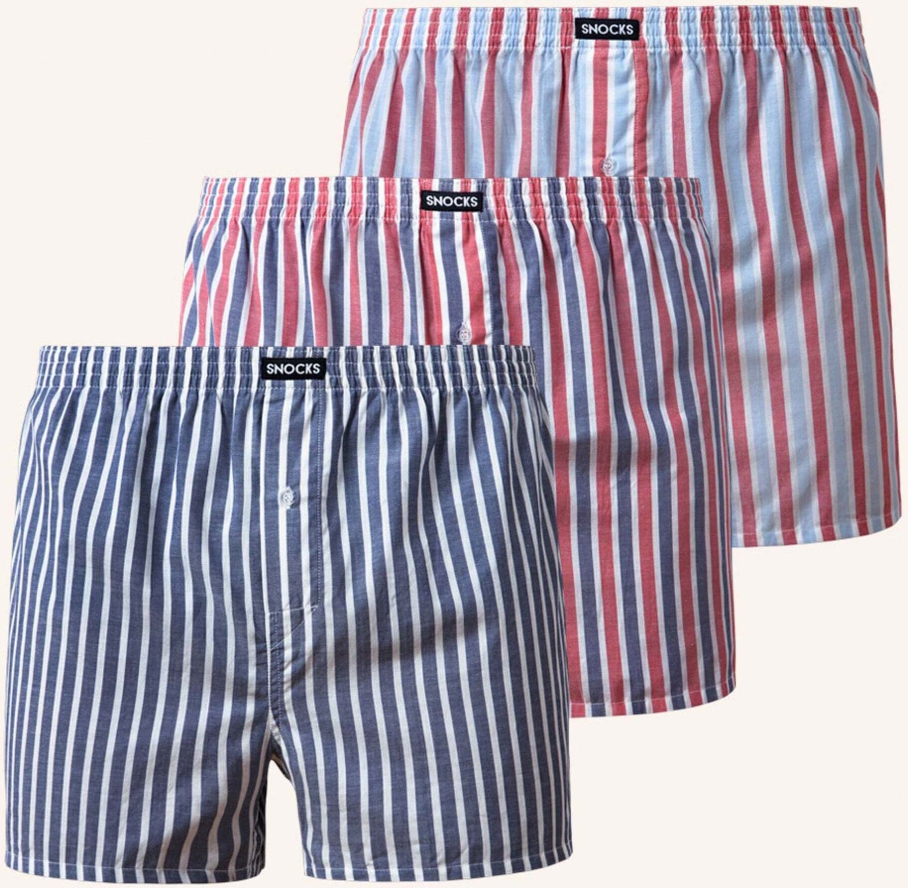 Snocks 3er-Pack American Boxershorts blau