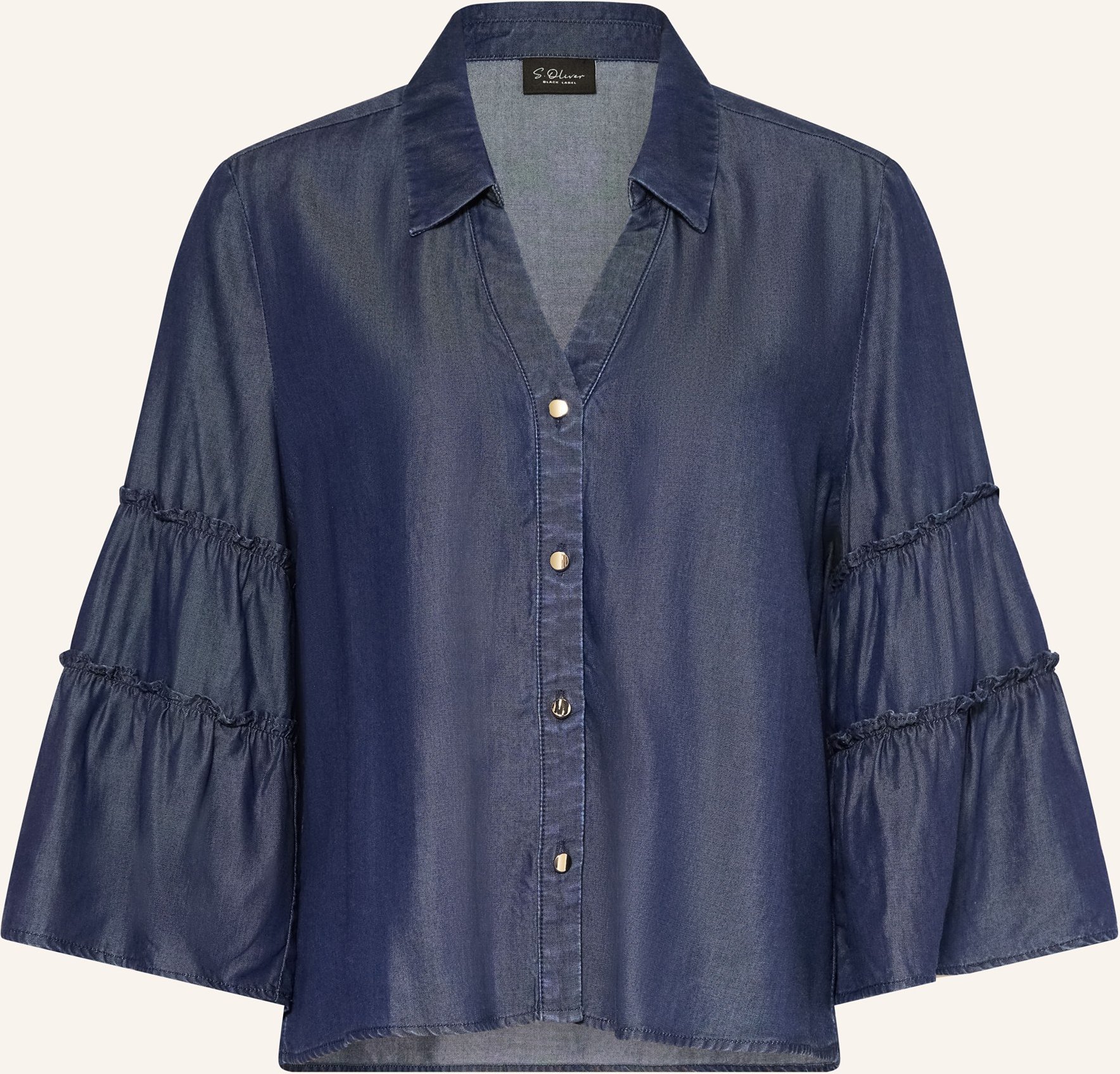 S.Oliver Black Label Bluse In Jeansoptik Mit 3/4-Arm blau