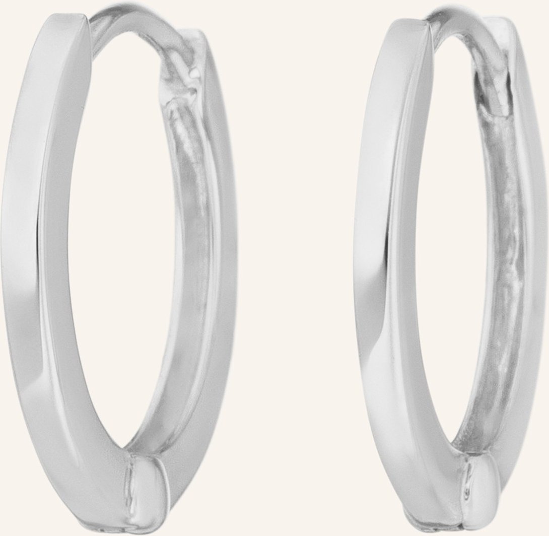 Leaf Creolen Mini Klappcreolen Aus 14 Karat Weißgold silber