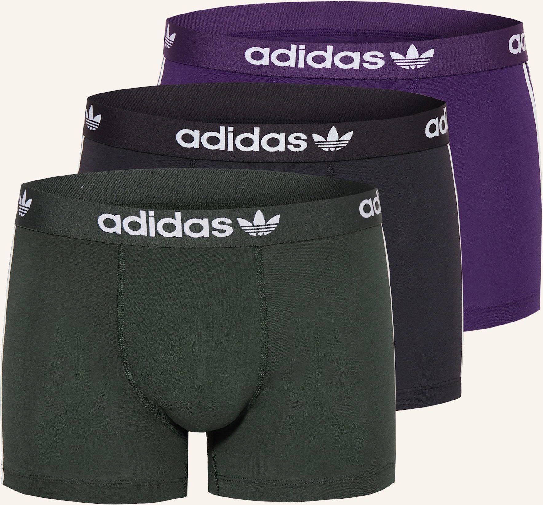 Adidas Originals 3er-Pack Boxershorts Comfort Flex Cotton 3-Stripes grau
