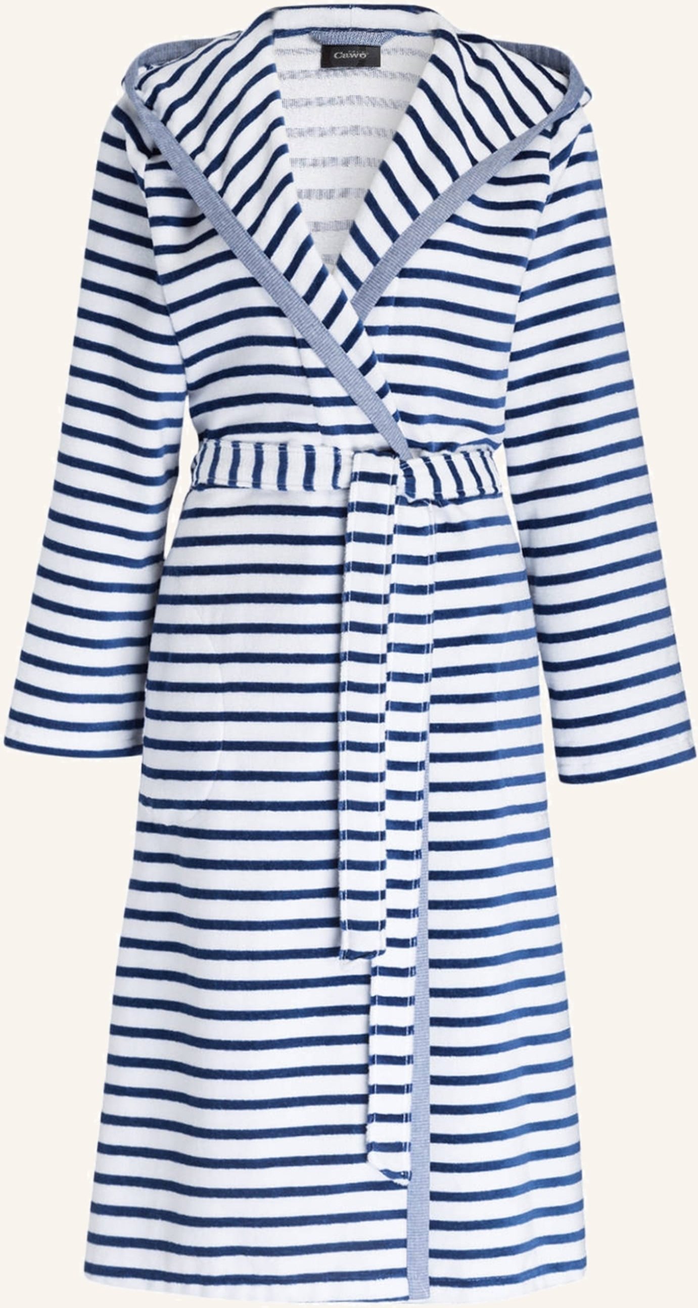 Cawö Damen-Bademantel Breton Mit Kapuze blau