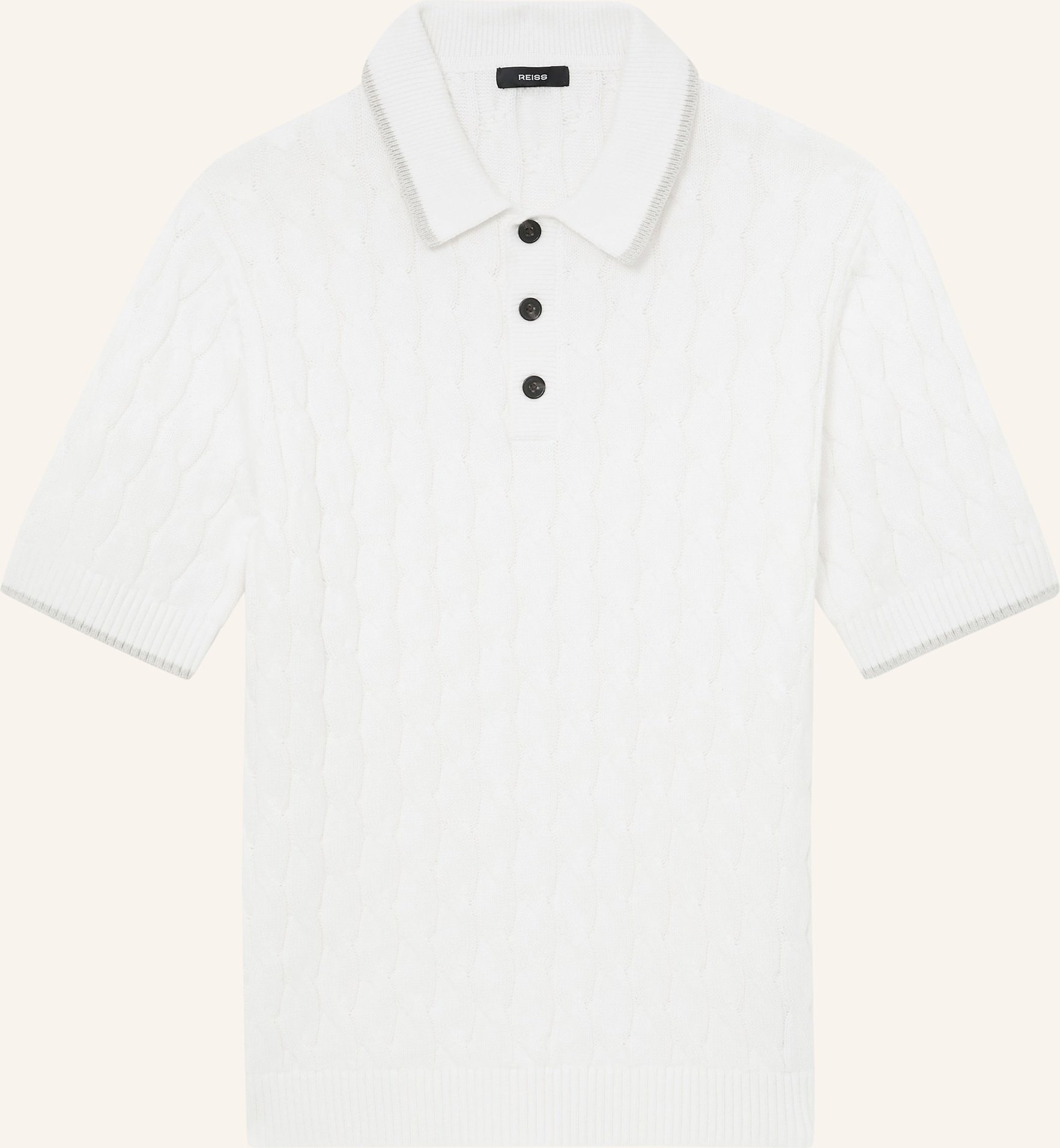 Reiss Strick-Poloshirt Denby weiss