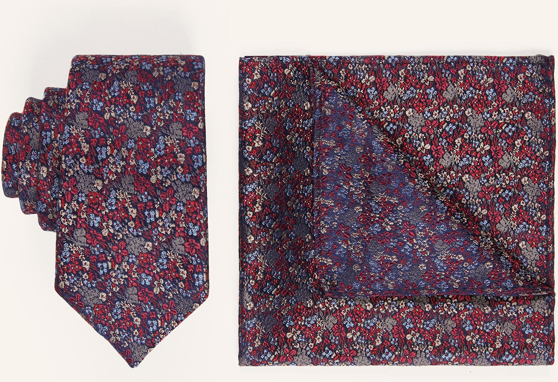 Paul Set: Krawatte Und Einstecktuch rot