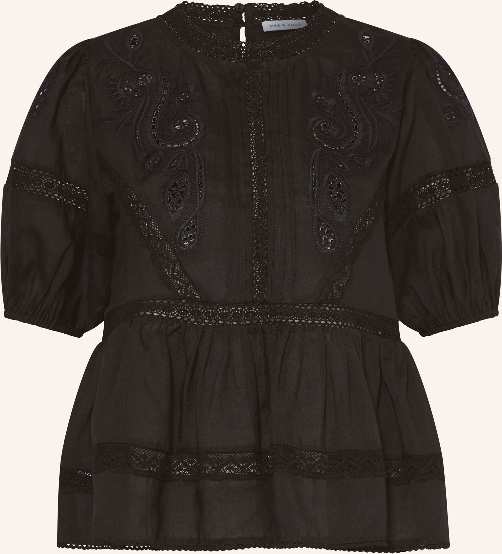 Mrs & Hugs Blusenshirt Aus Lochspitze schwarz