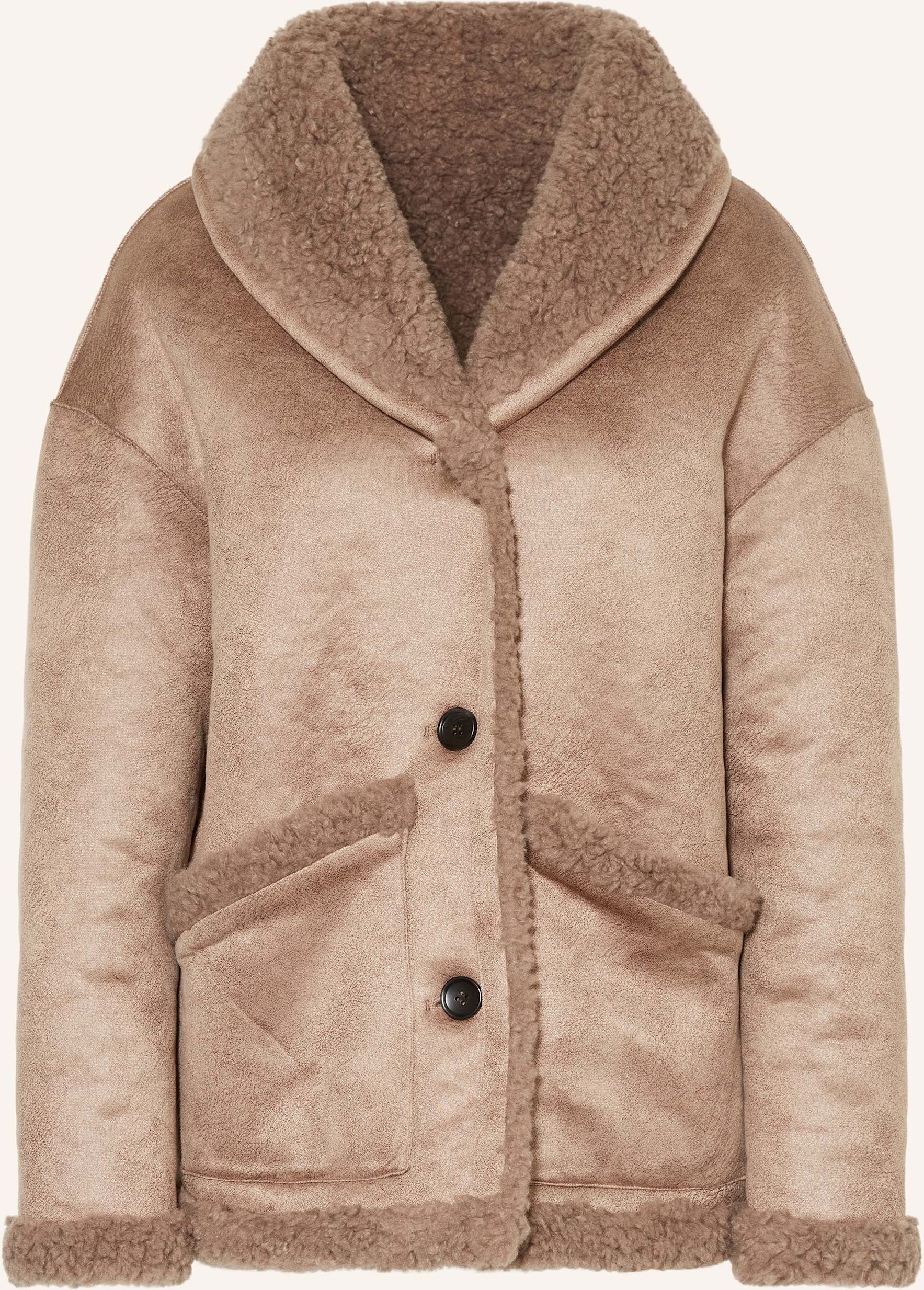 Studio Ar Teddyfell-Jacke Mia In Lederoptik Und Zum Wenden braun