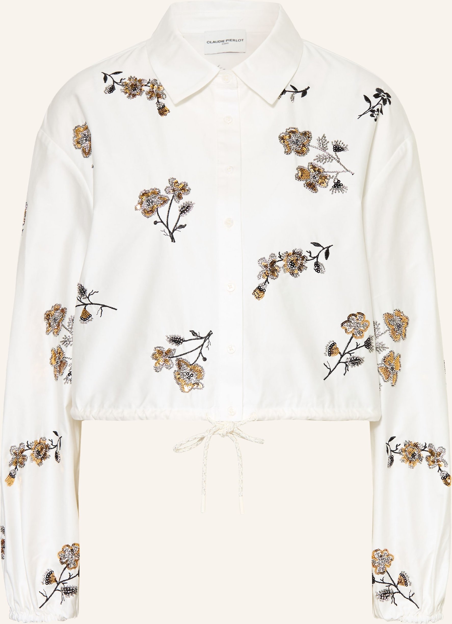 Claudie Pierlot Hemdbluse Mit Schmucksteinen Und Pailletten weiss