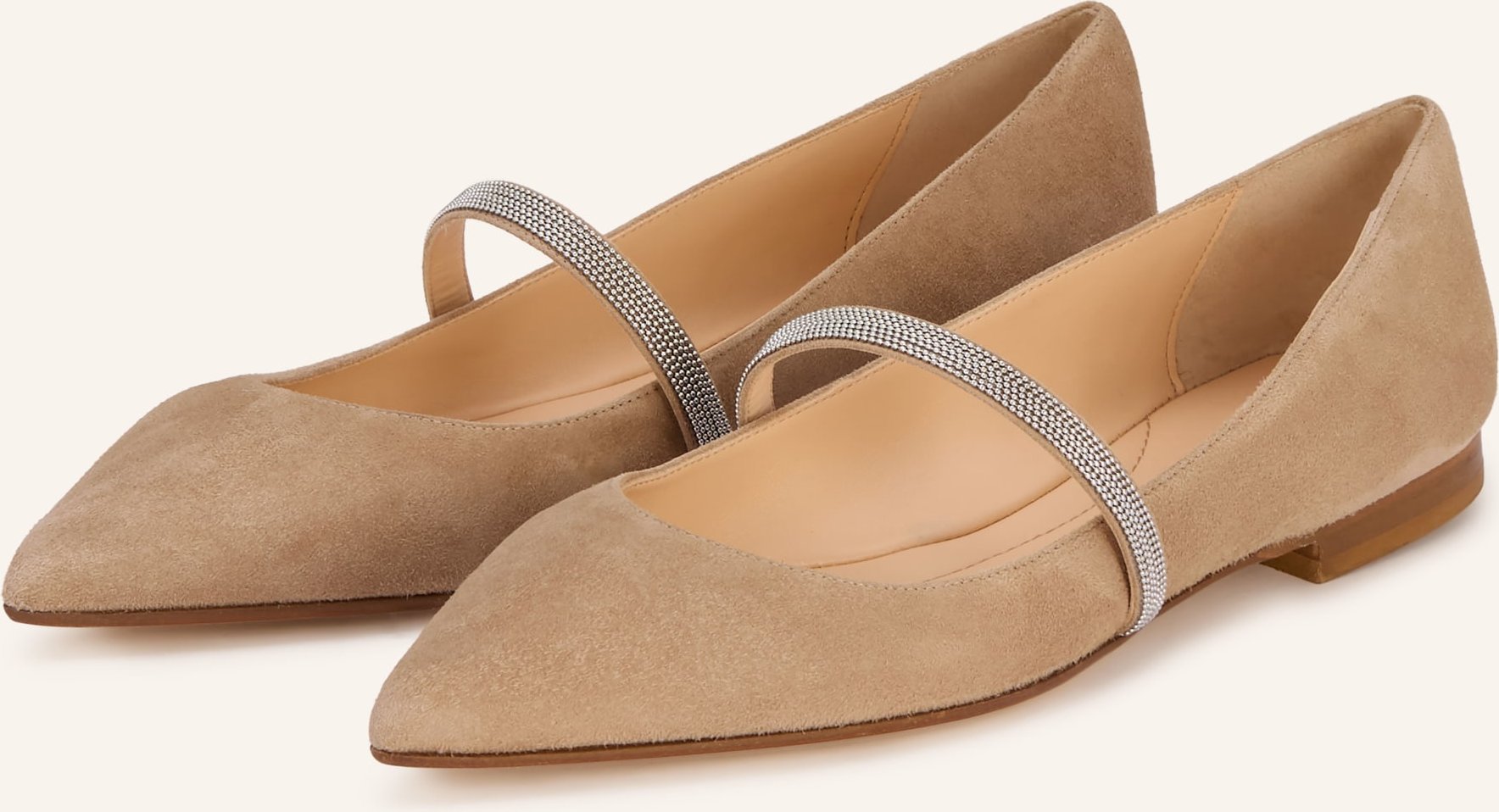 Prosperine Mary-Jane-Ballerinas Mit Schmuckperlen beige
