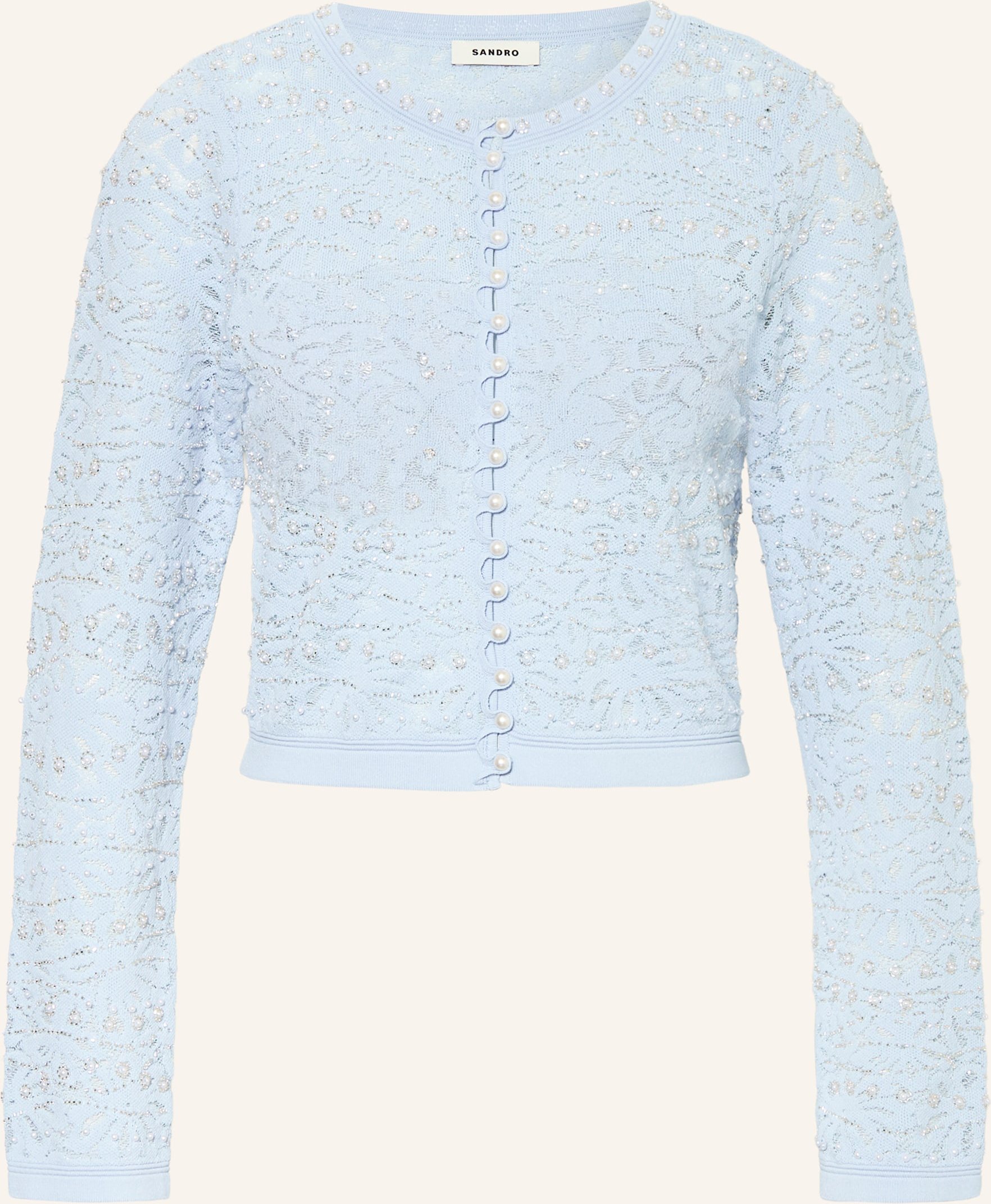 Sandro Strickjacke Mit Schmucksteinen blau