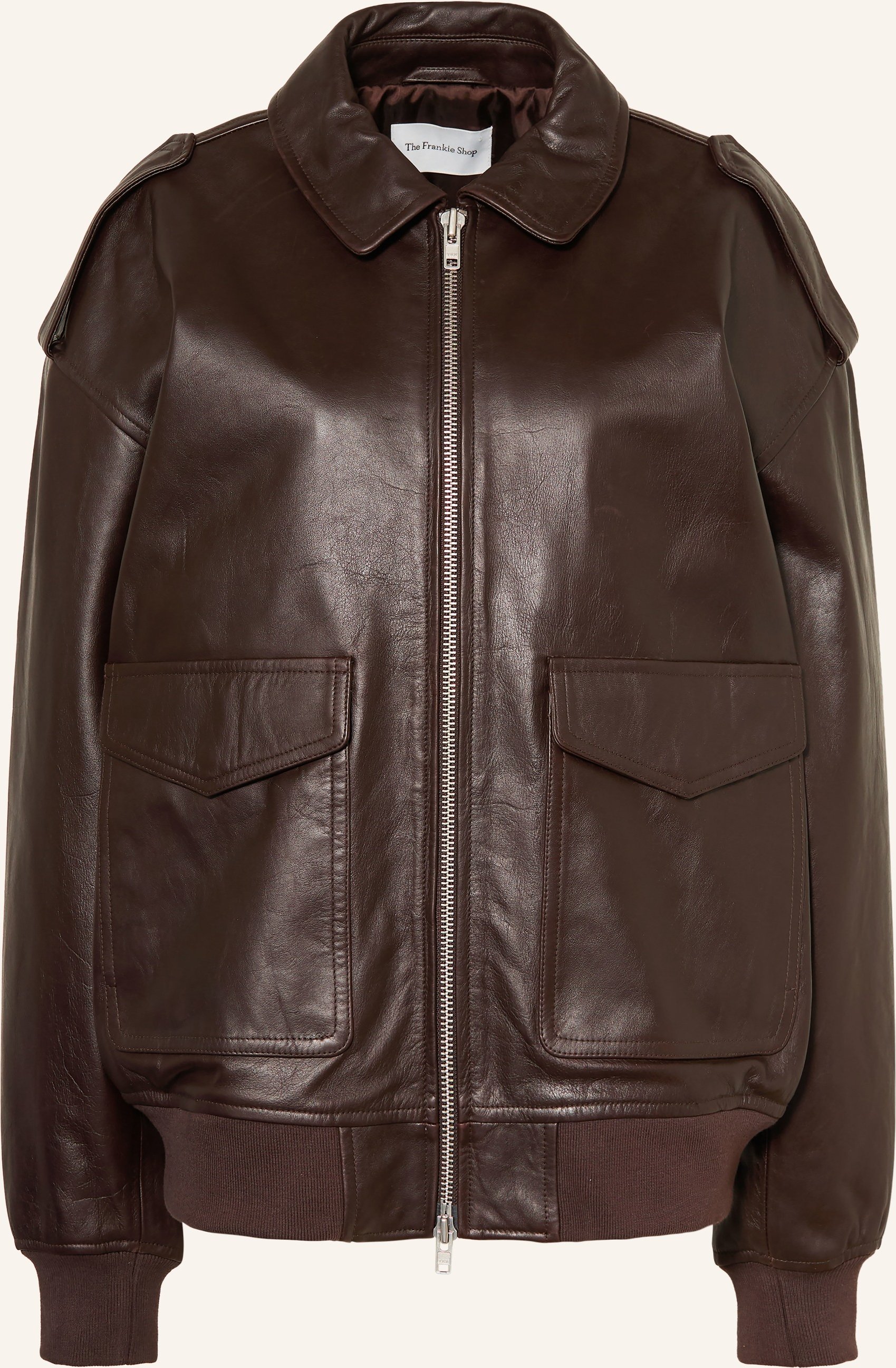 The Frankie Shop Lederjacke Viper braun