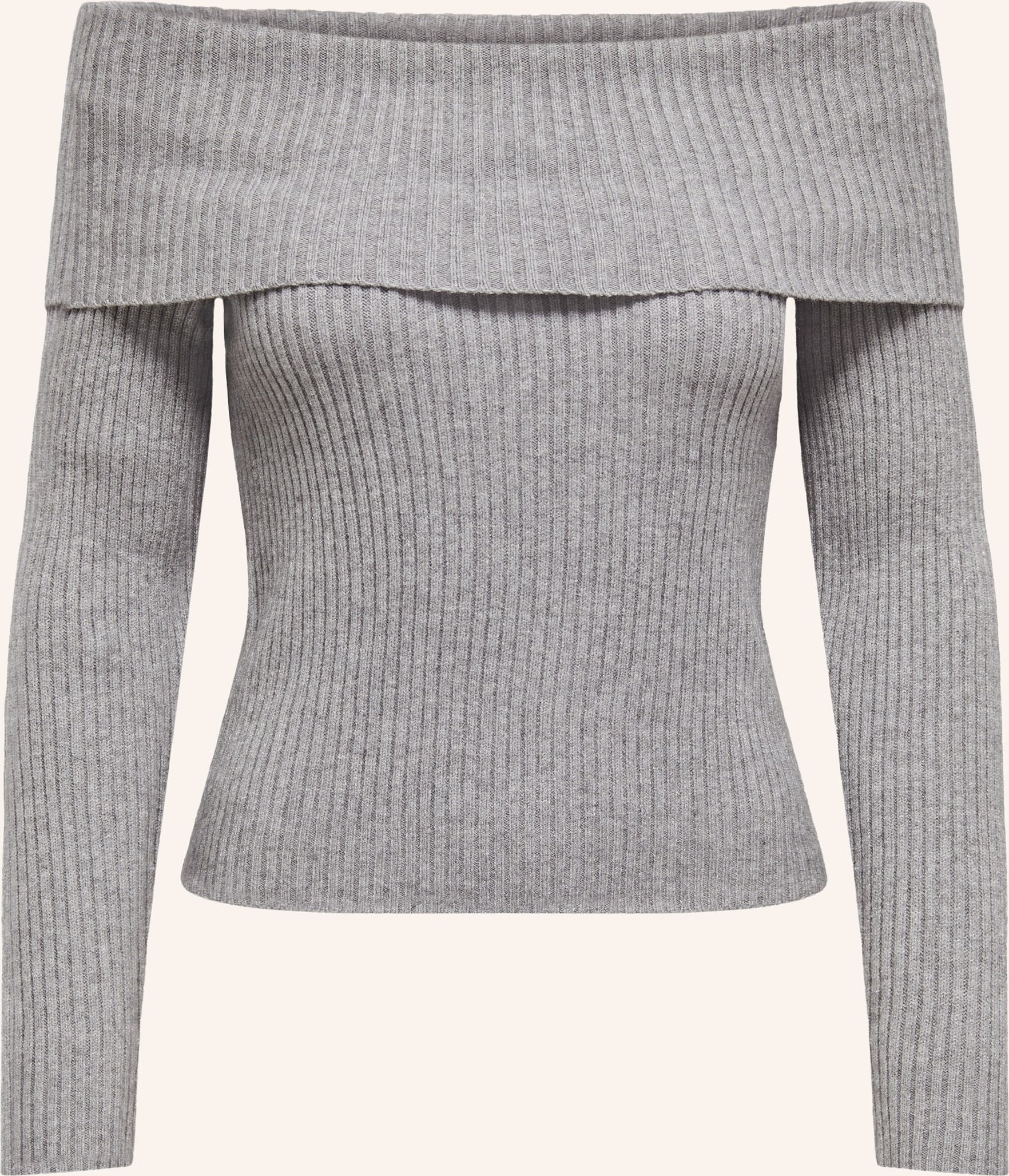 Only Off-Shoulder-Pullover grau