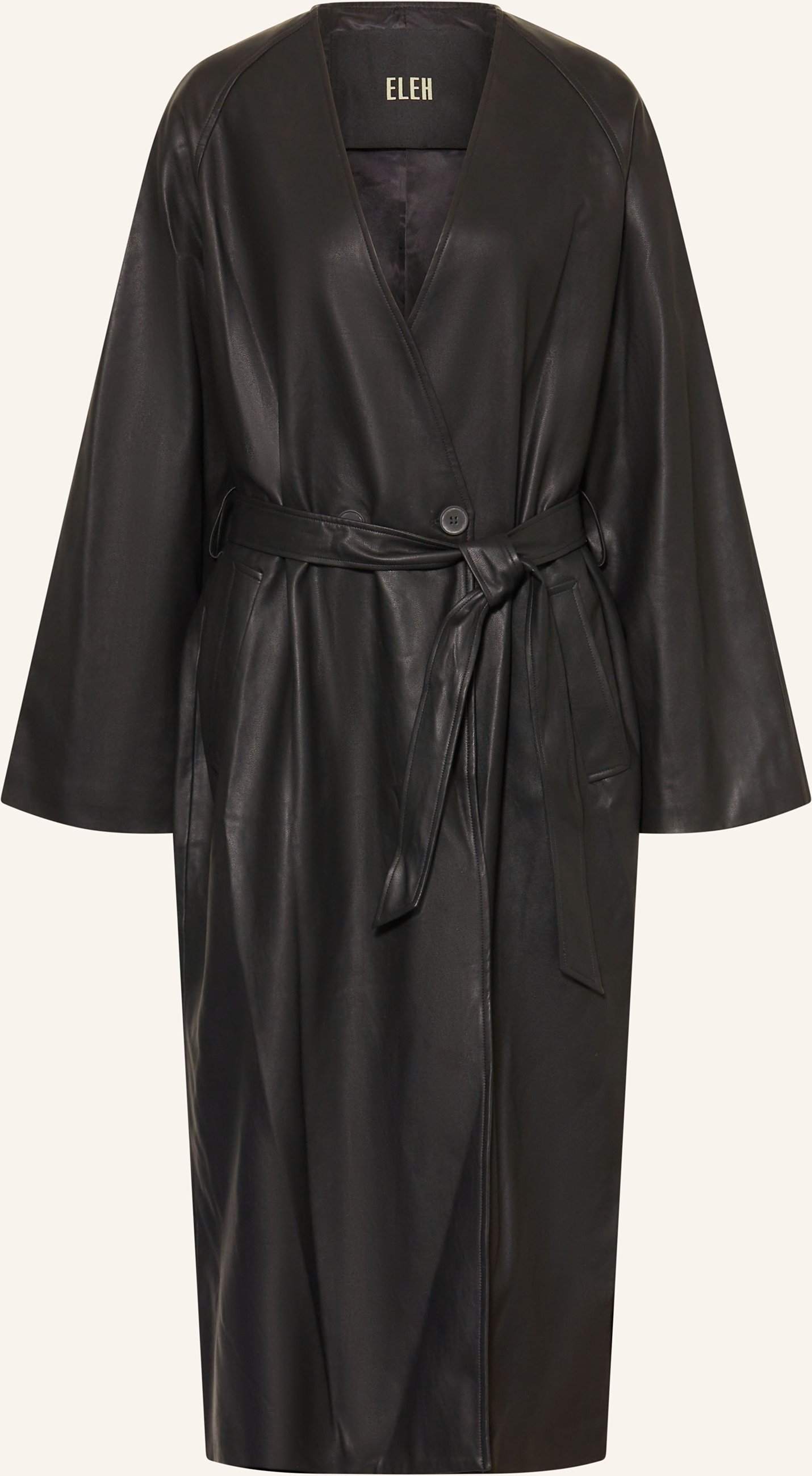 Eleh Mantel In Lederoptik schwarz