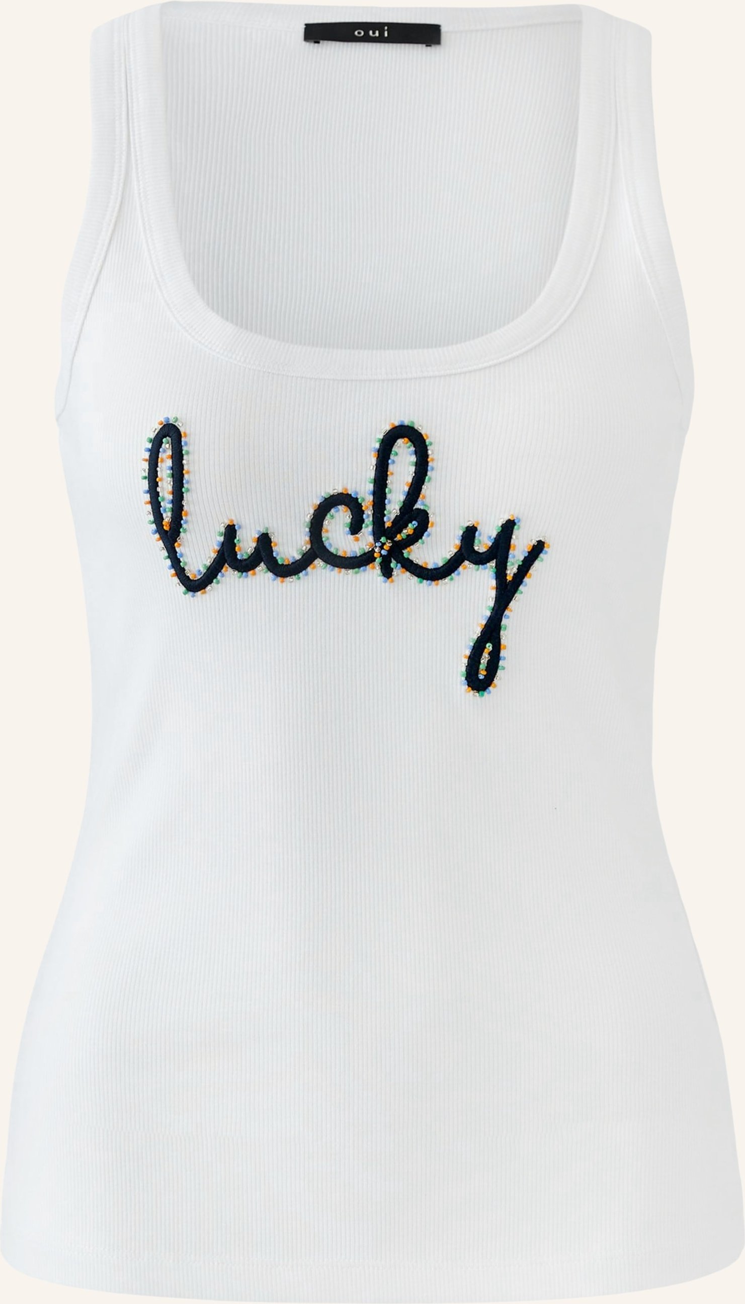 Oui Top Mit Schmucksteinen weiss
