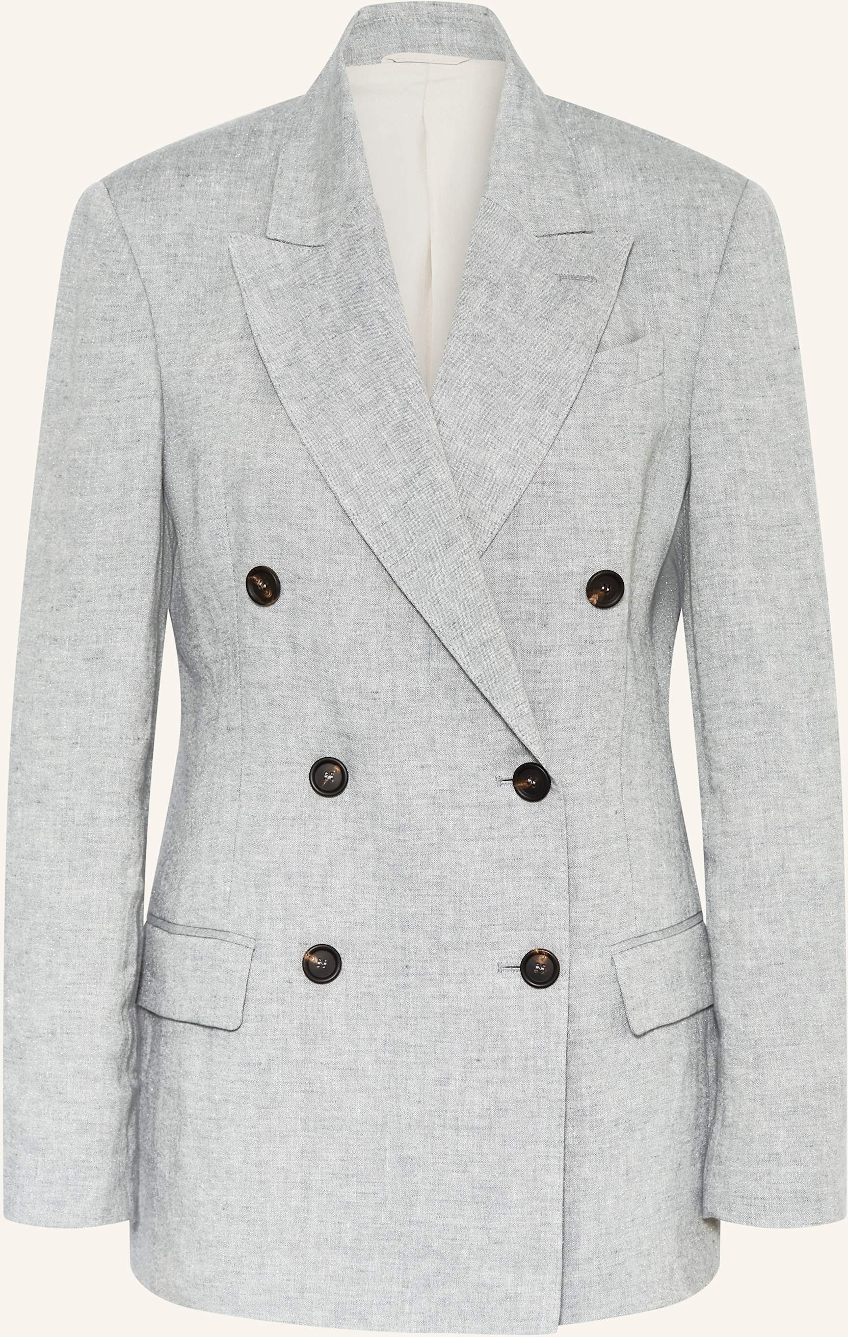 Thumbnail - Brunello Cucinelli Leinenblazer Mit Glitzergarn grau