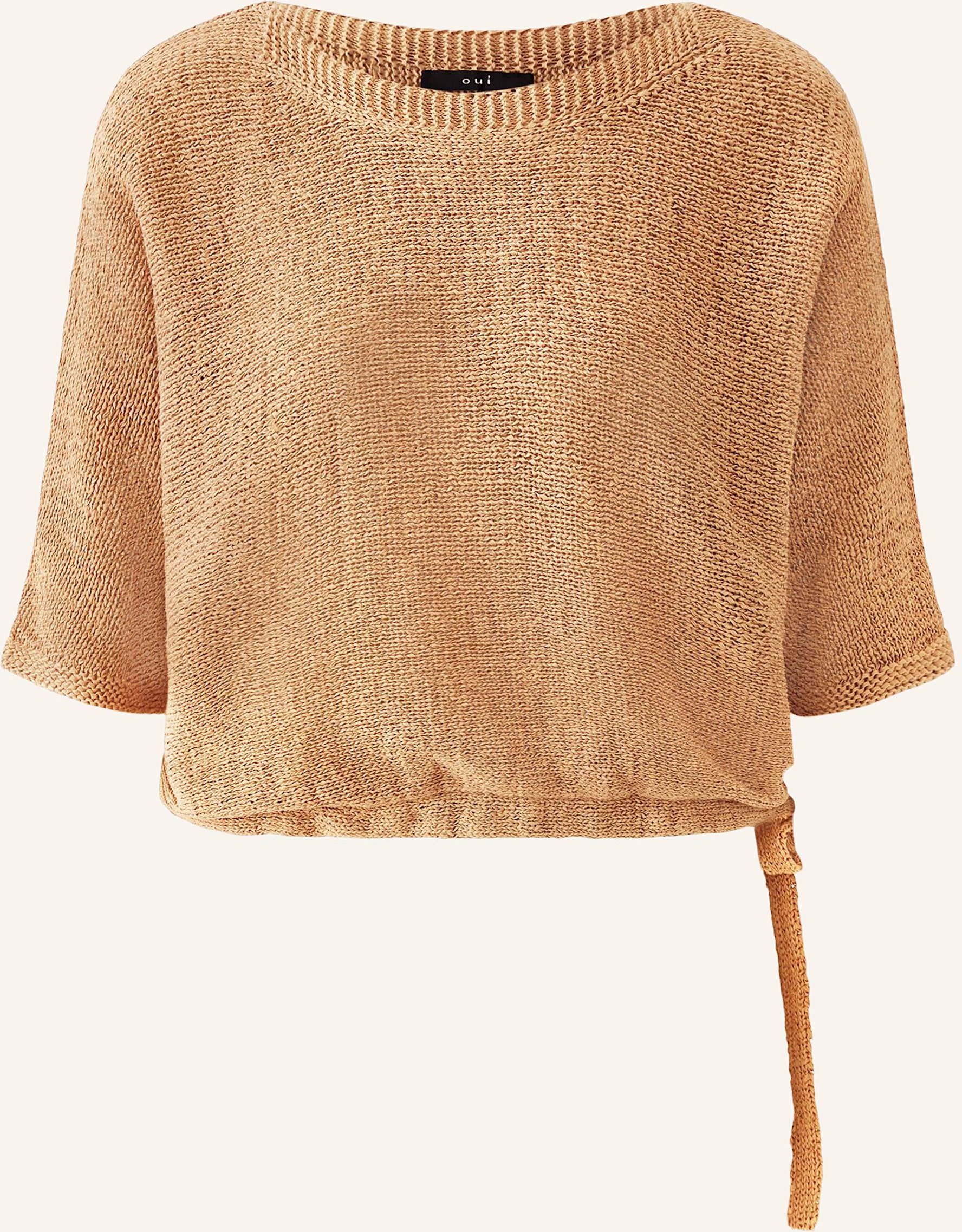 Oui Strickshirt Mit 3/4-Arm beige