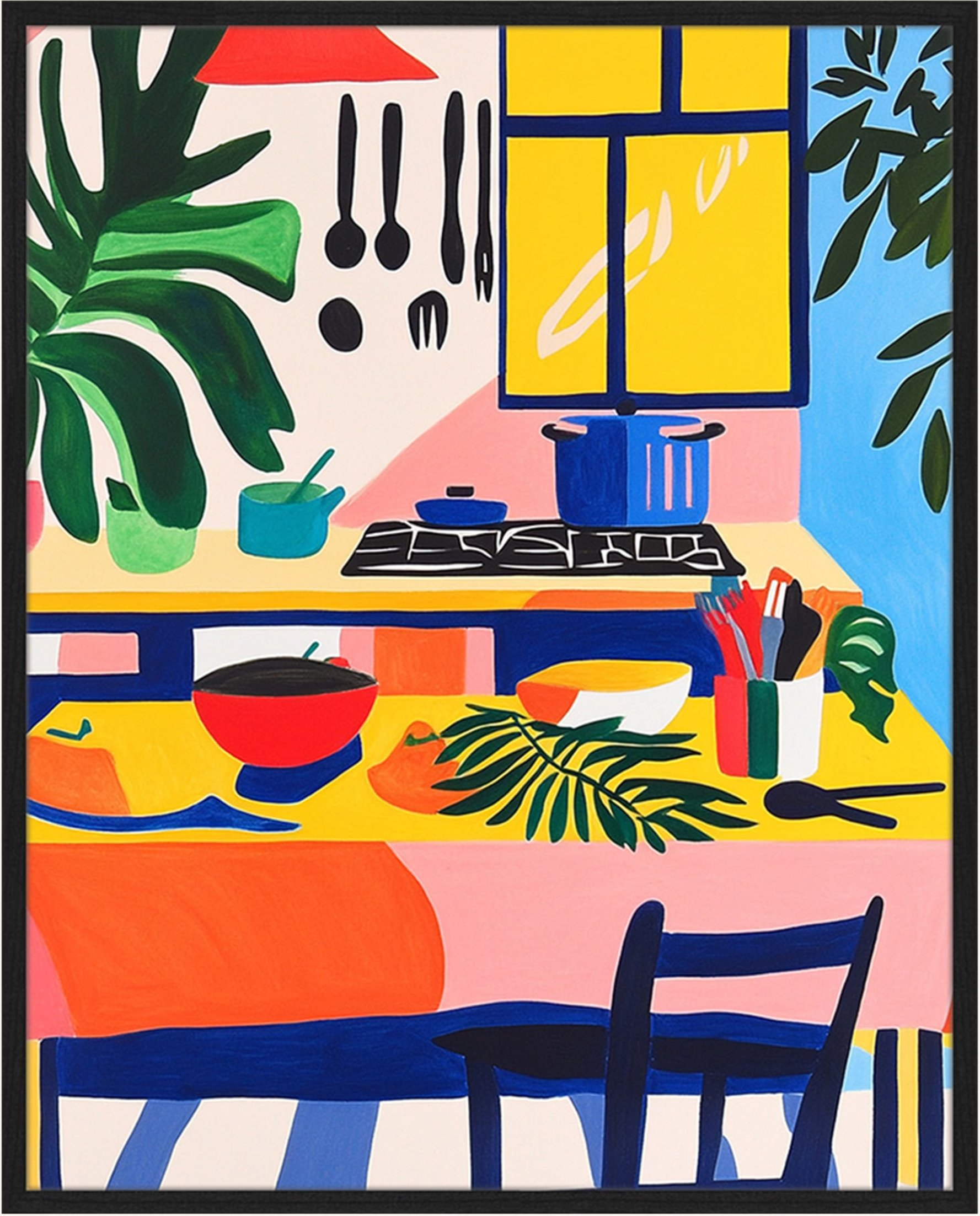 Liv Corday Wandbild Meine Bunte Küche Mit Rahmen schwarz