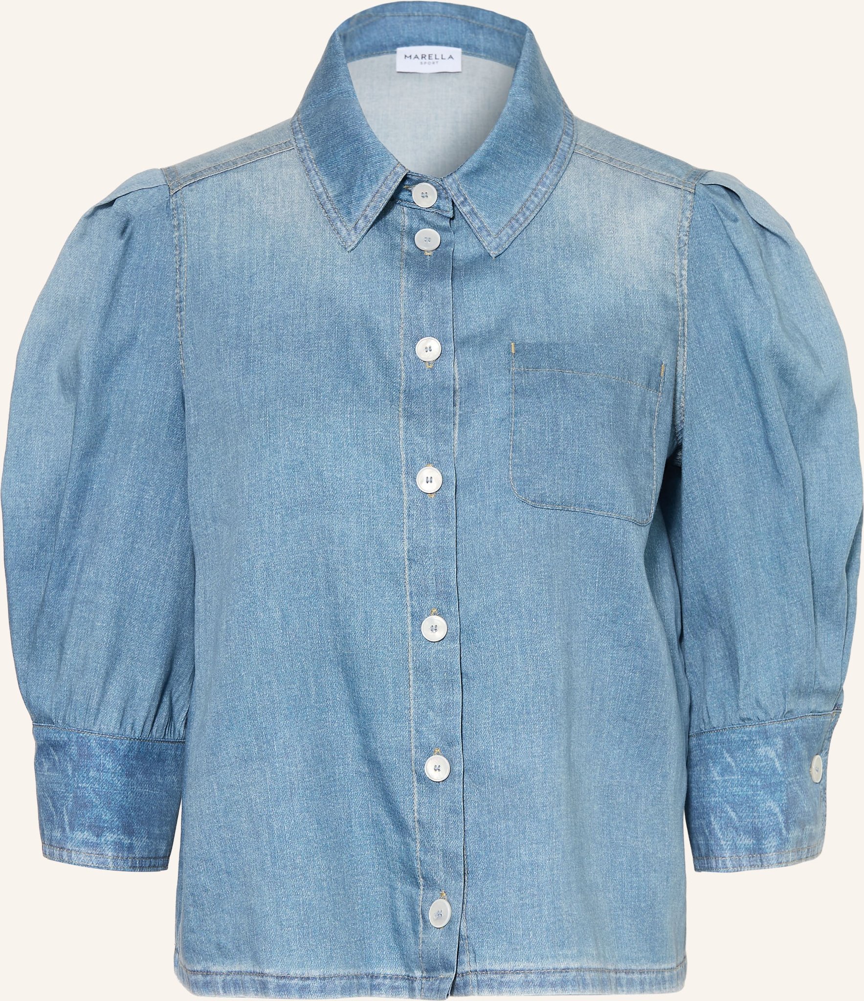 Marella Hemdbluse Mlsromana In Jeansoptik Mit 3/4-Arm blau