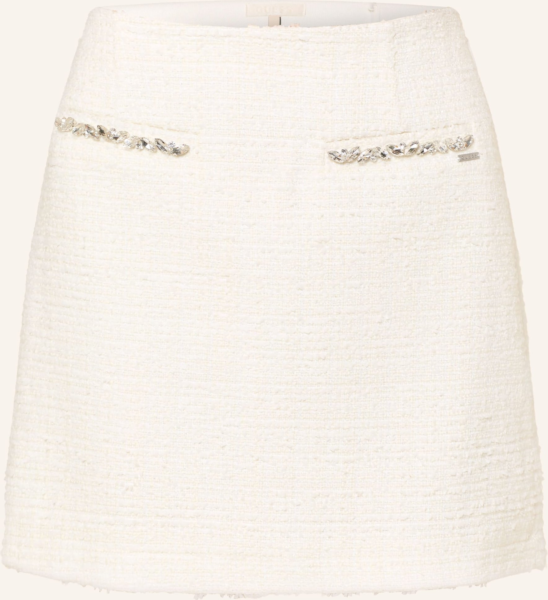 Guess Tweed-Rock Clotilde Mit Schmucksteinen Und Glitzergarn weiss