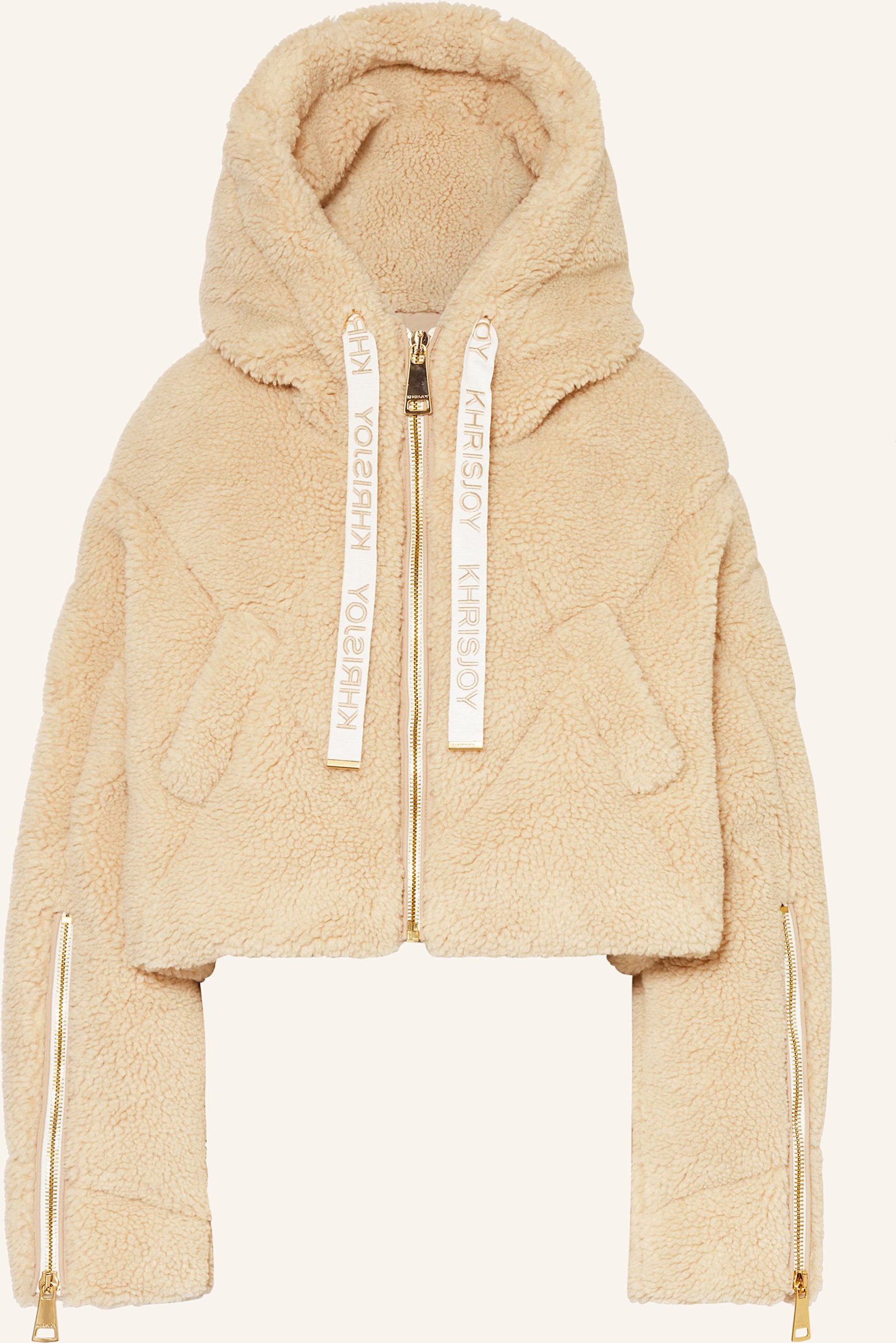 Khrisjoy Cropped-Daunenjacke Khris Aus Teddyfell weiss