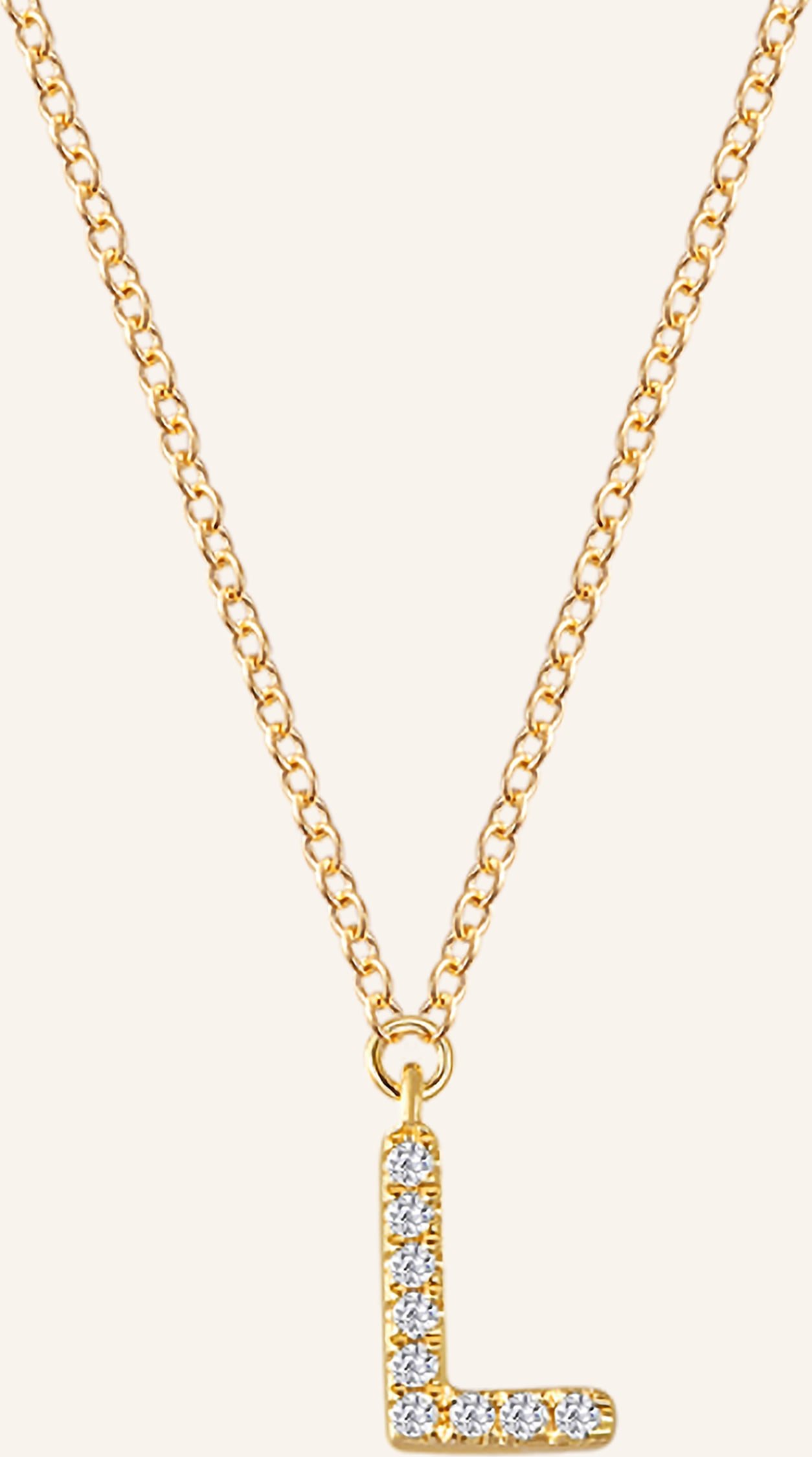 Leaf Initialien Halskette „L“ Aus 14 Karat Gelbgold Mit Diamanten gold