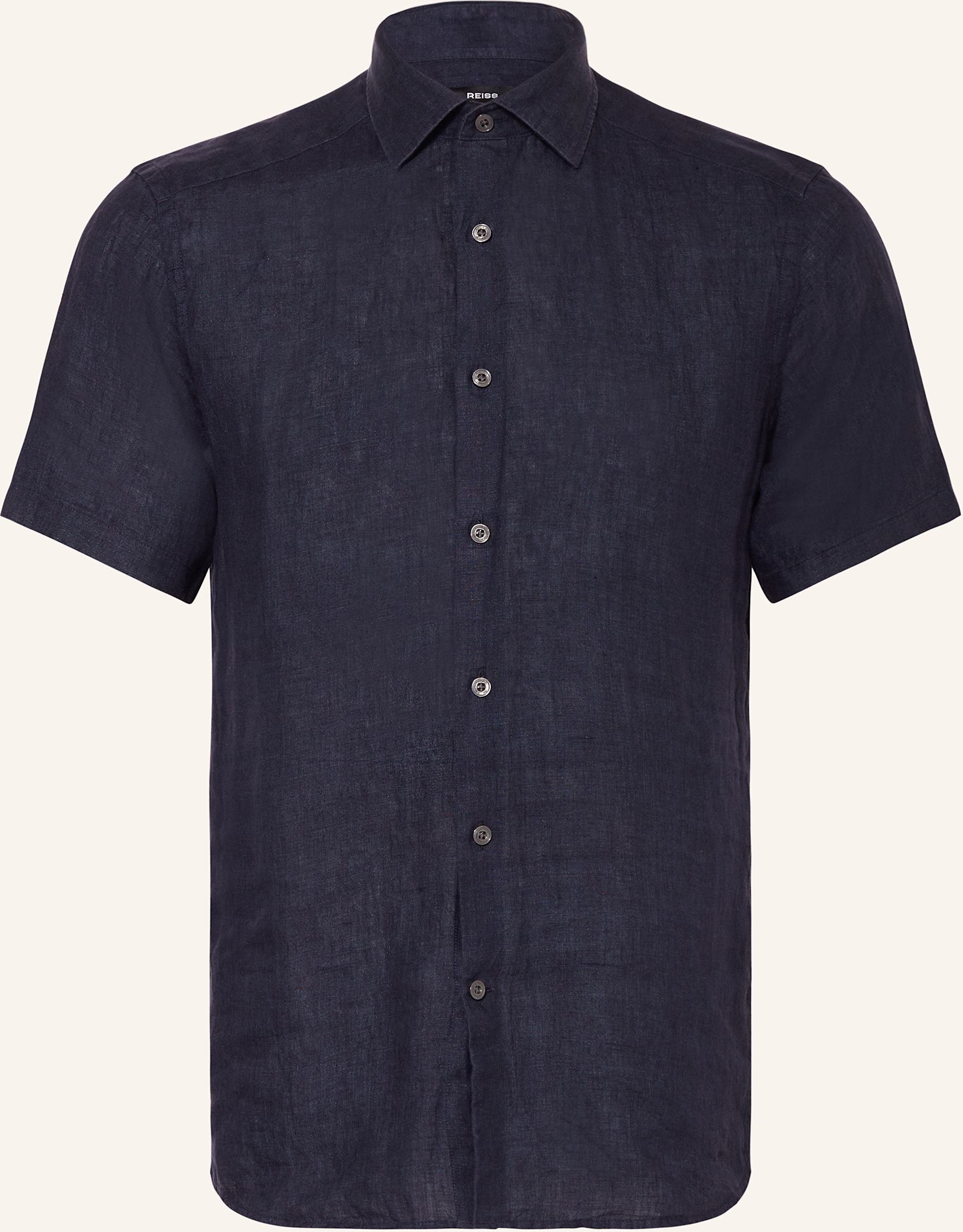 Reiss Kurzarm-Hemd Holiday Slim Fit Aus Leinen blau