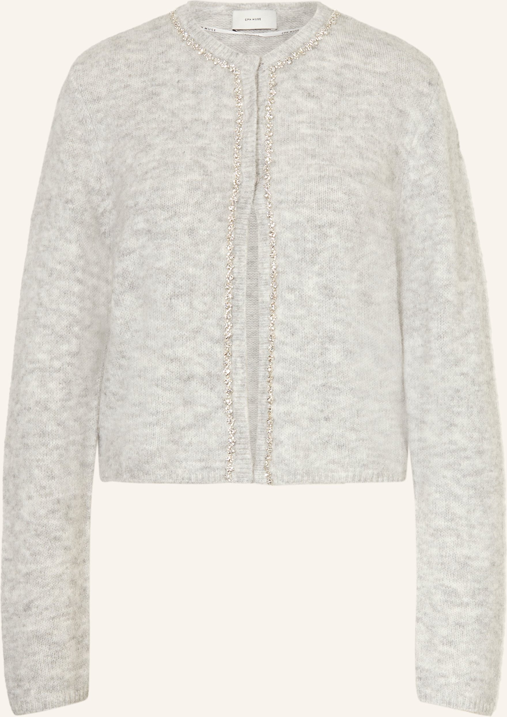 Thumbnail - Copenhagen Muse Strickjacke Cmibra Mit Schmucksteinen grau