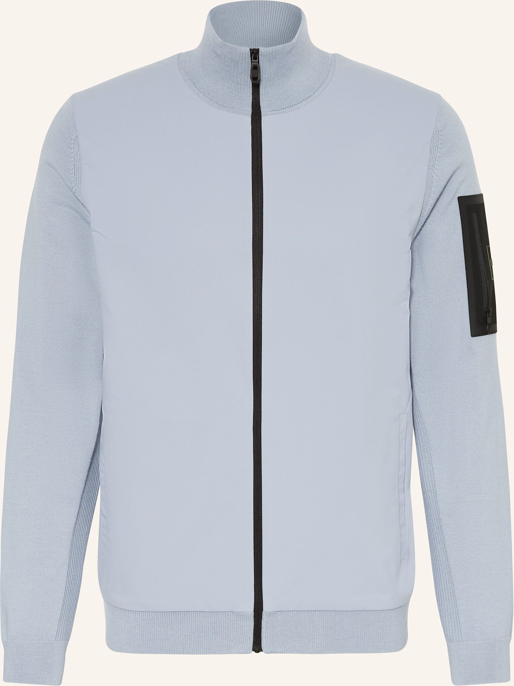 Thumbnail - Boss Strickjacke Momentum Im Materialmix Mit Merinowolle grau