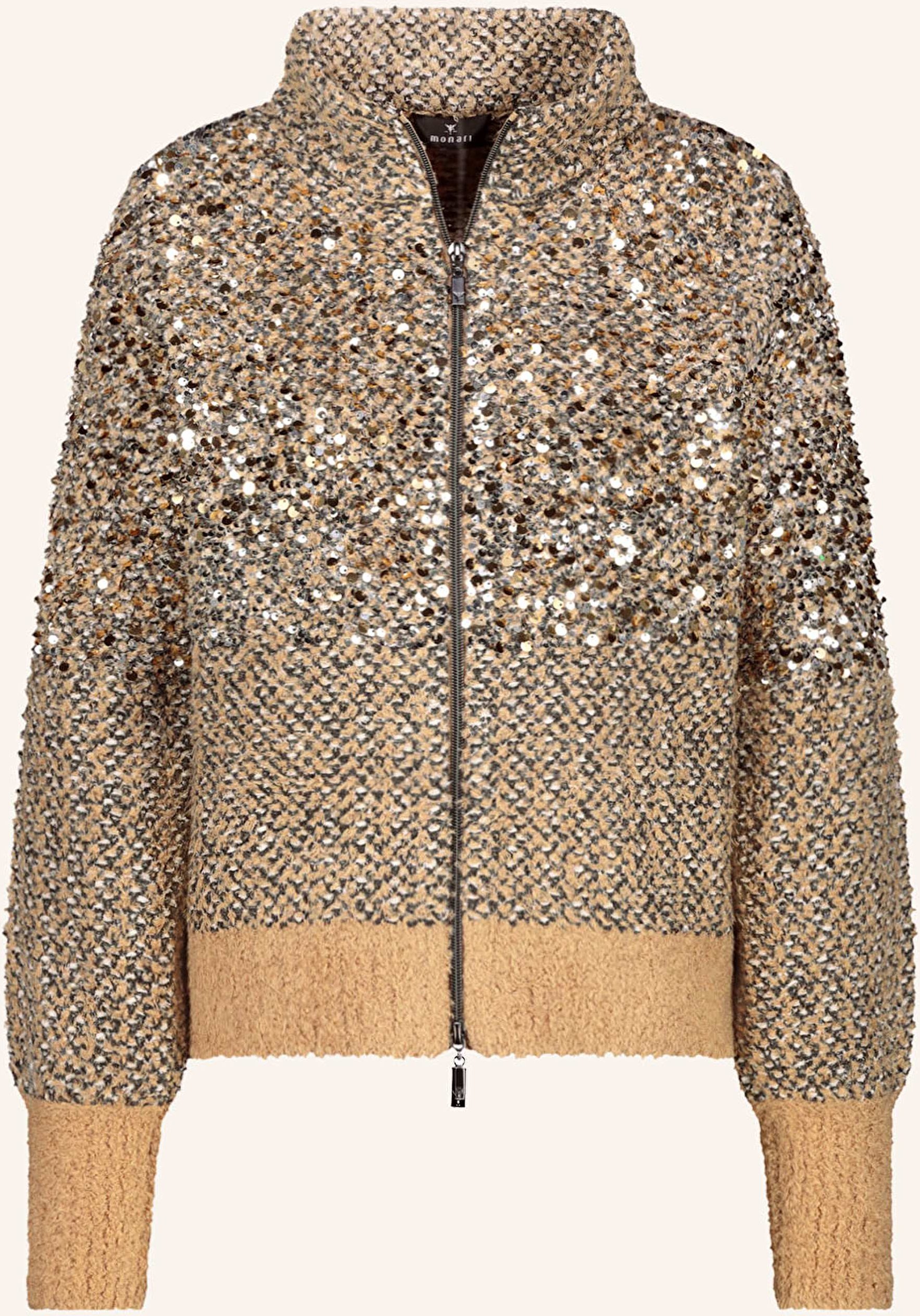 Thumbnail - Monari Strickjacke Mit Pailletten Und Glitzergarn gold