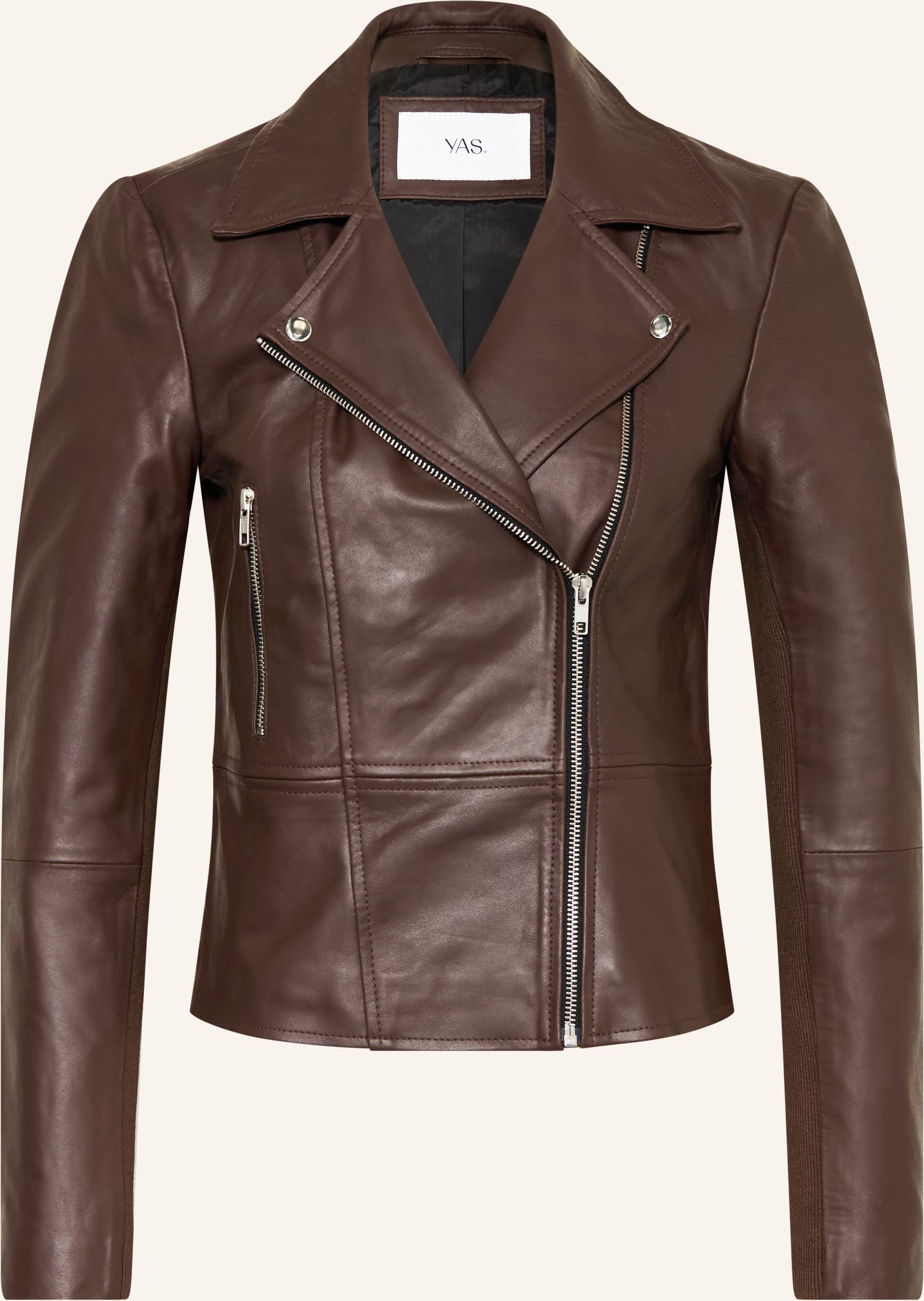 Y.A.S. Lederjacke Im Materialmix braun