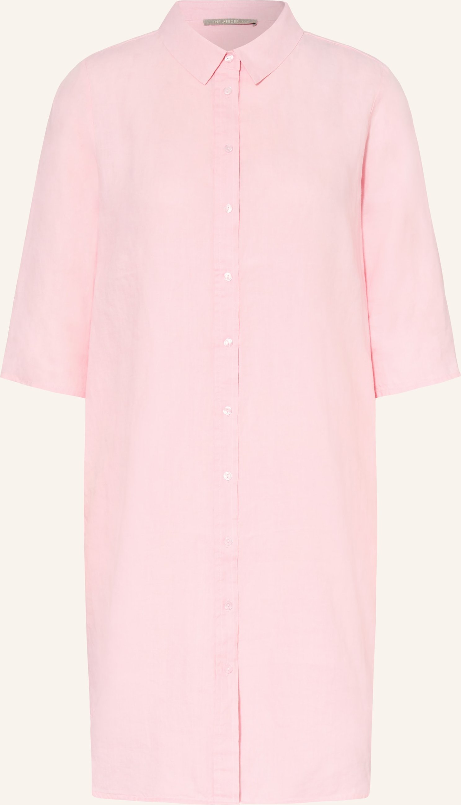 (The Mercer) N.Y. Hemdblusenkleid Aus Leinen Mit 3/4-Arm rosa