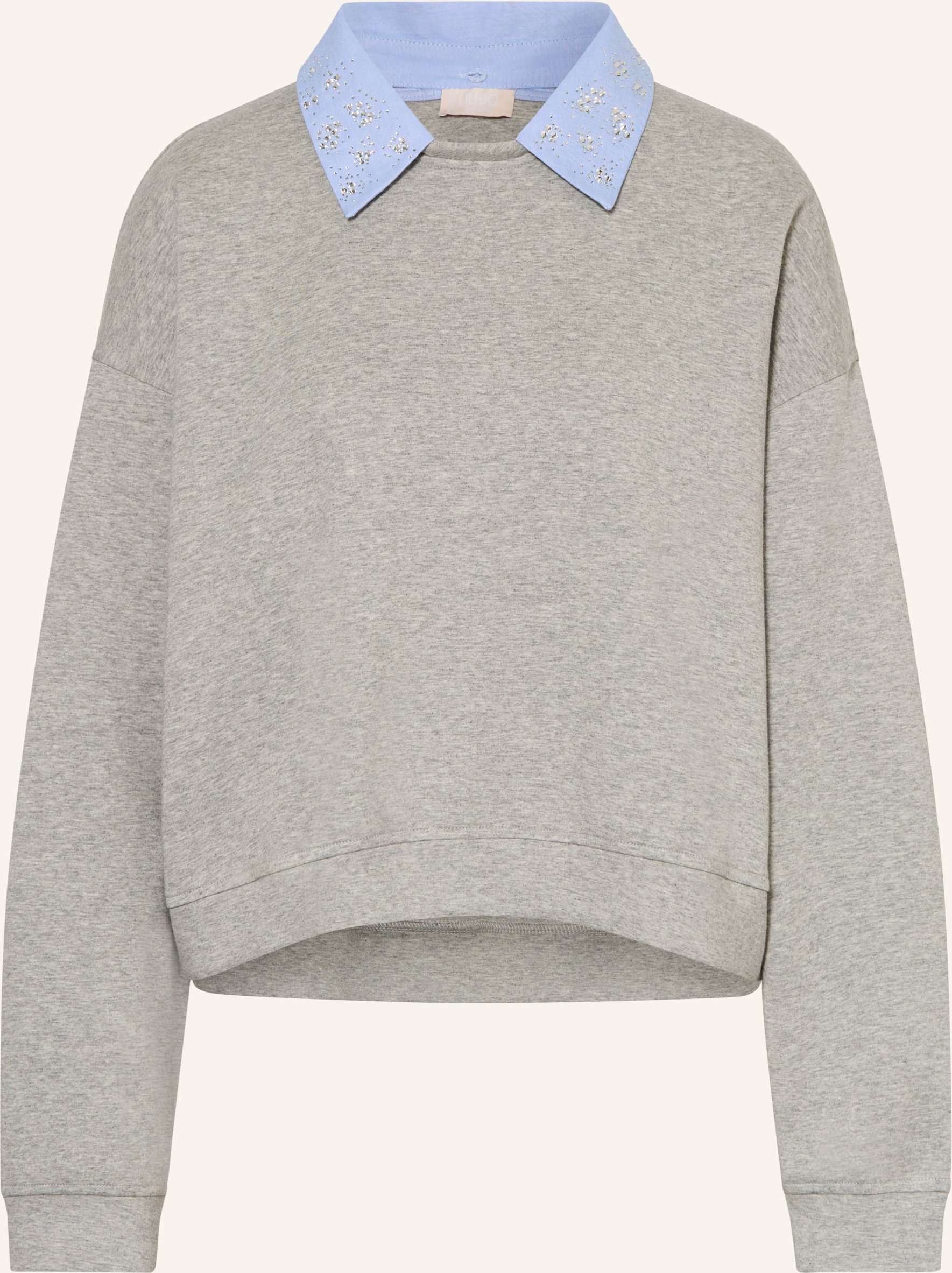 Liu Jo Sweatshirt Mit Abnehmbarem Kragen Und Schmucksteinen grau
