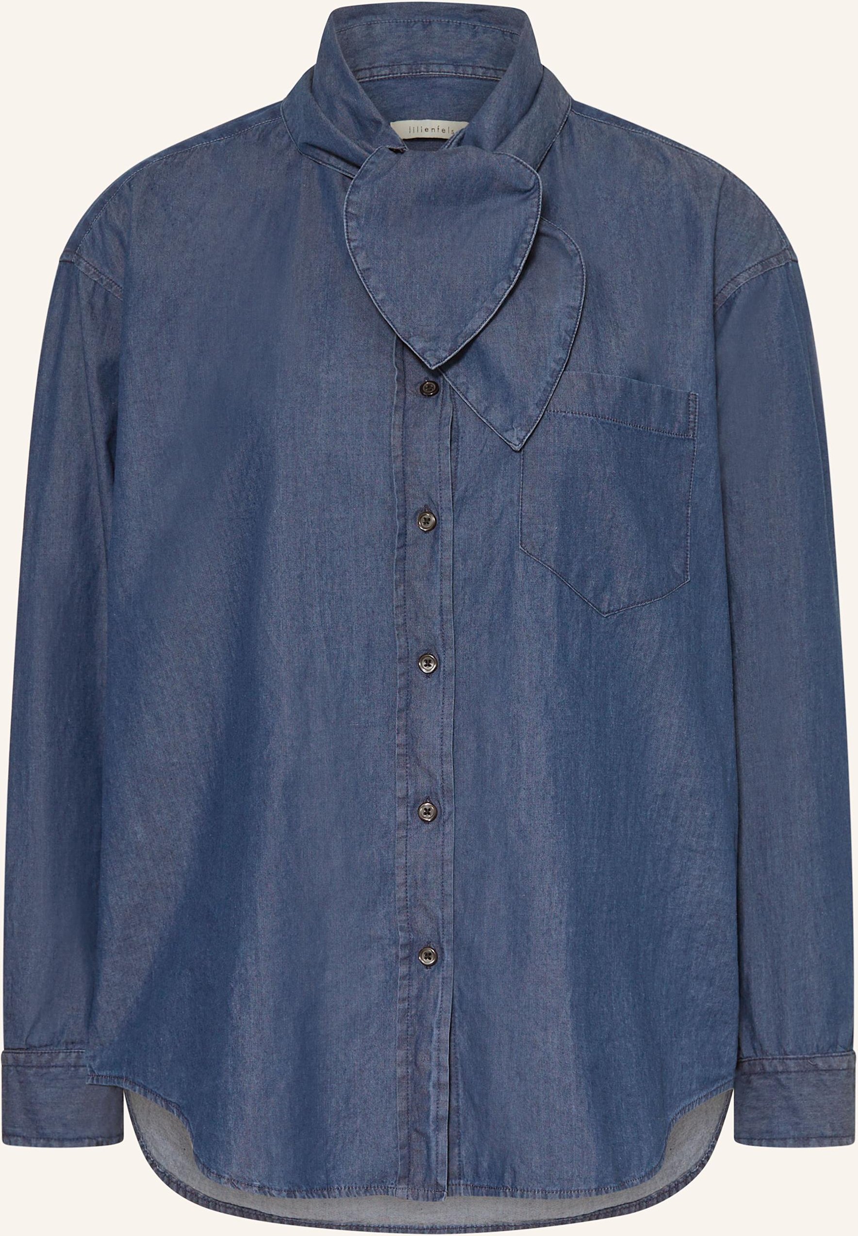 Lilienfels Schluppenbluse In Jeansoptik blau