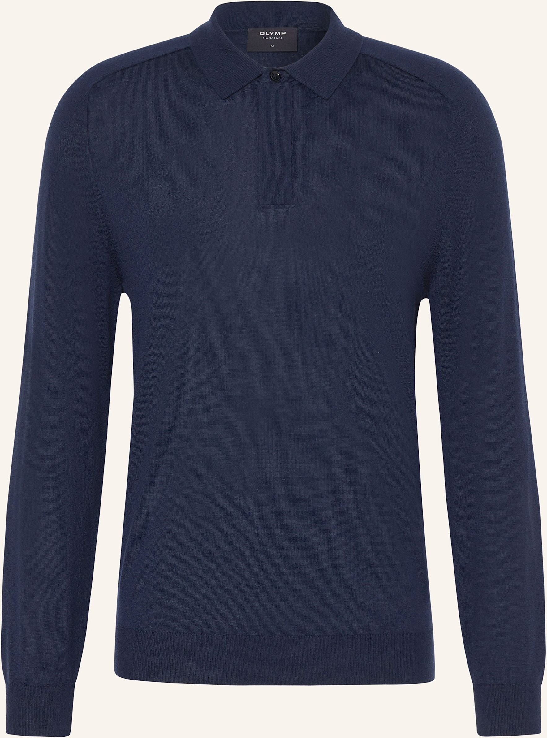 Olymp Signature Strick-Poloshirt Tailored Fit blau