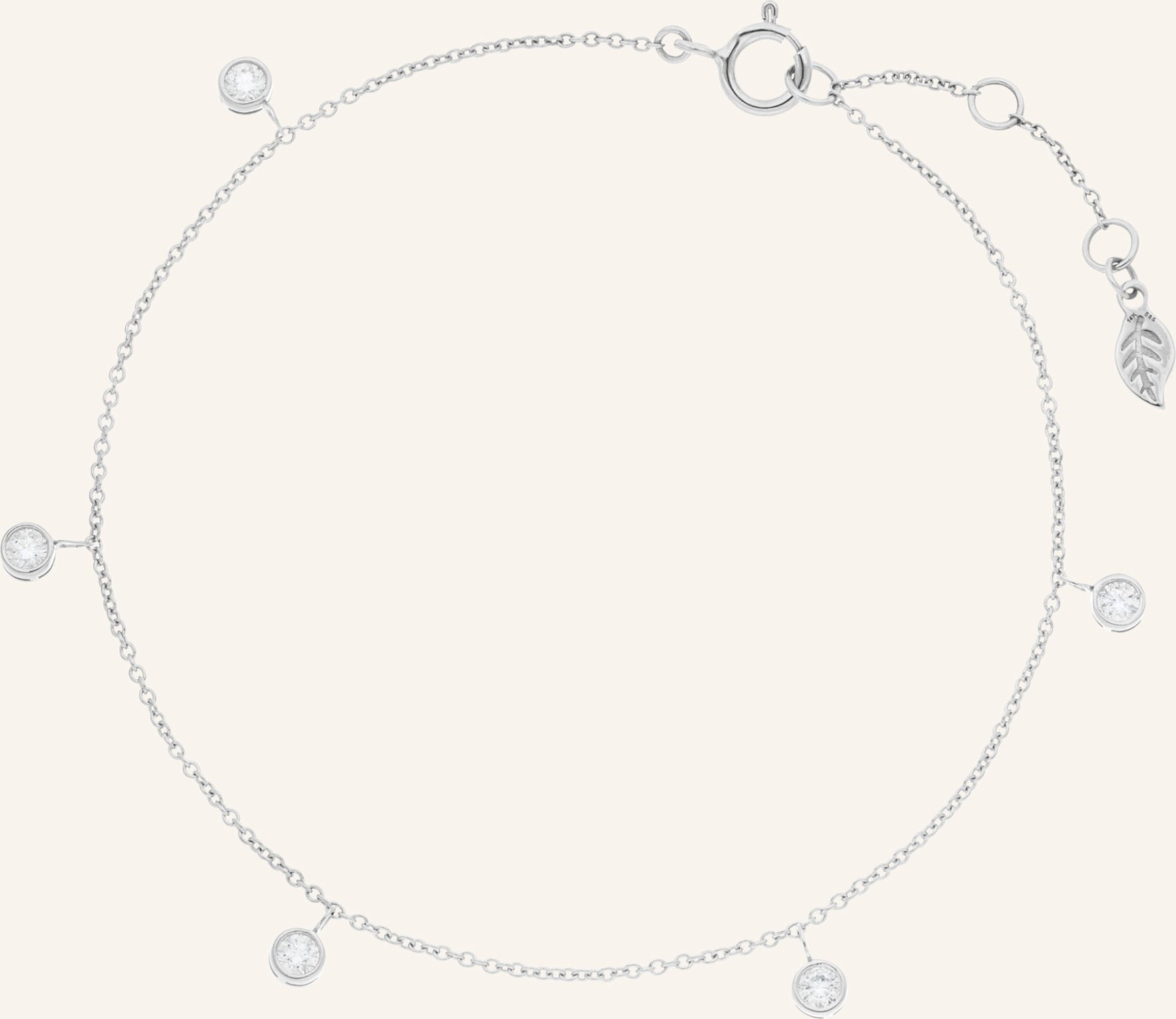 Leaf Armband My First Diamond Charms Aus 14 Karat Weißgold Mit Diamanten silber
