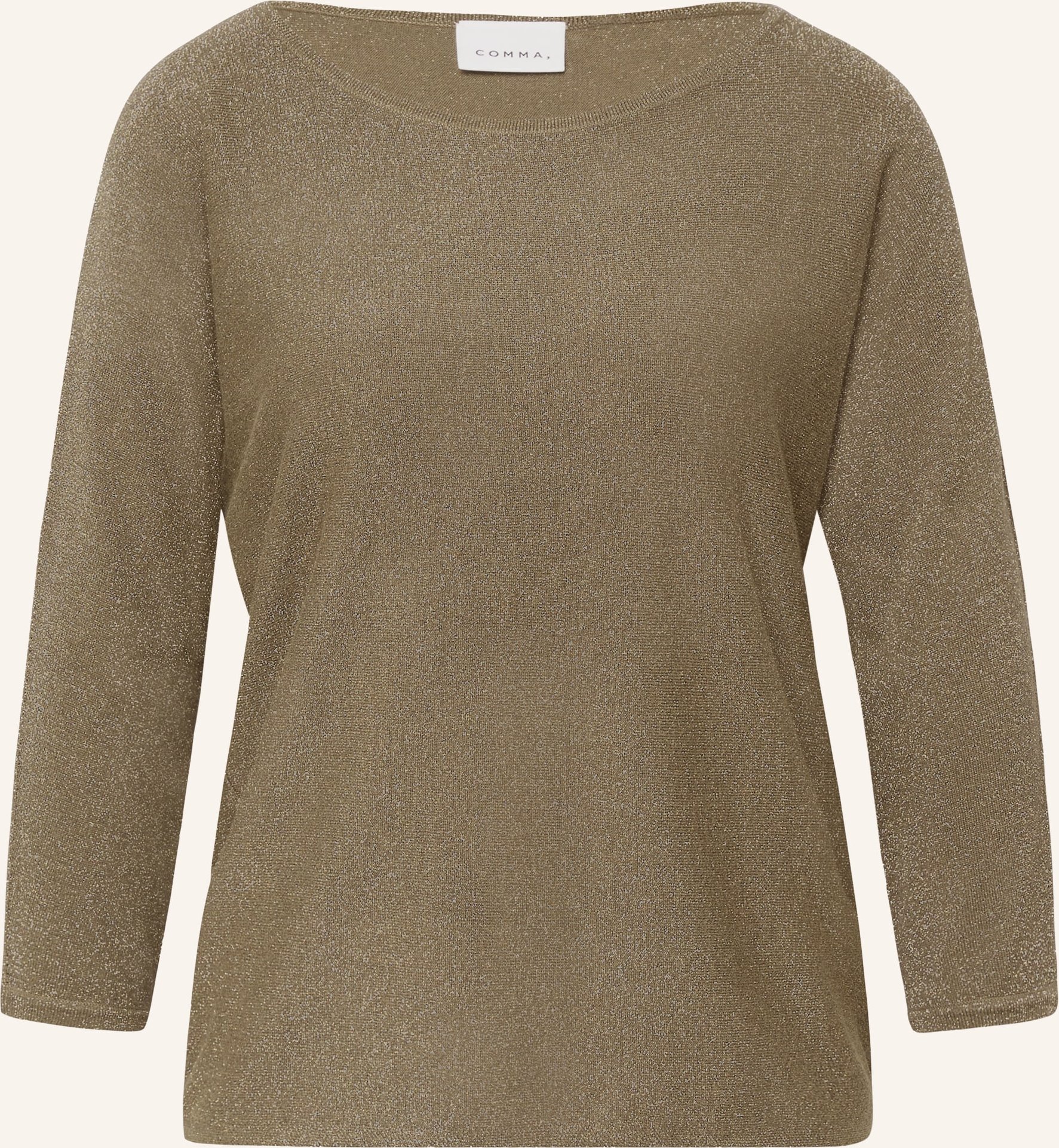 Comma Pullover Mit 3/4-Arm Und Glitzergarn gruen