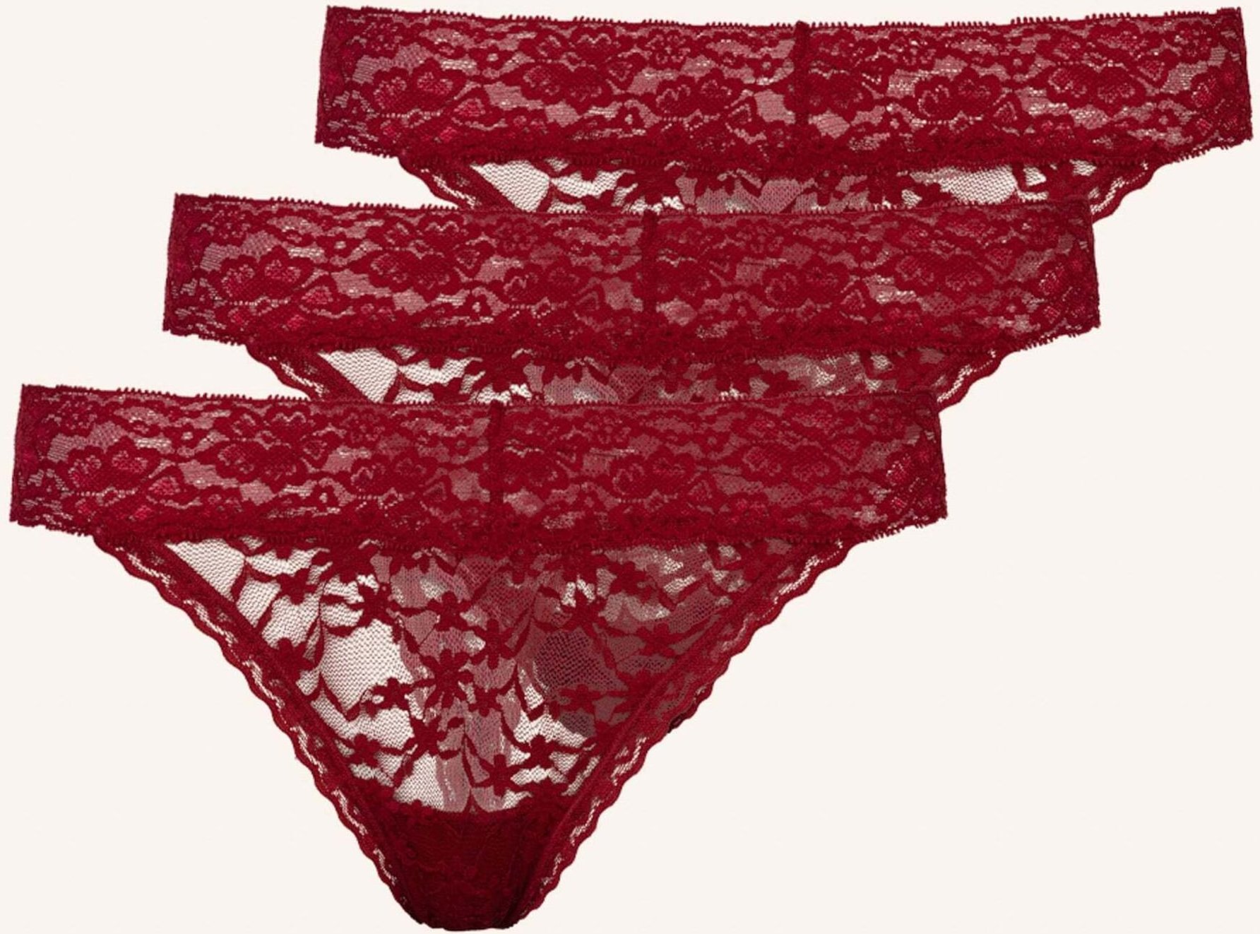 Snocks 3er-Pack String Aus Spitze rot