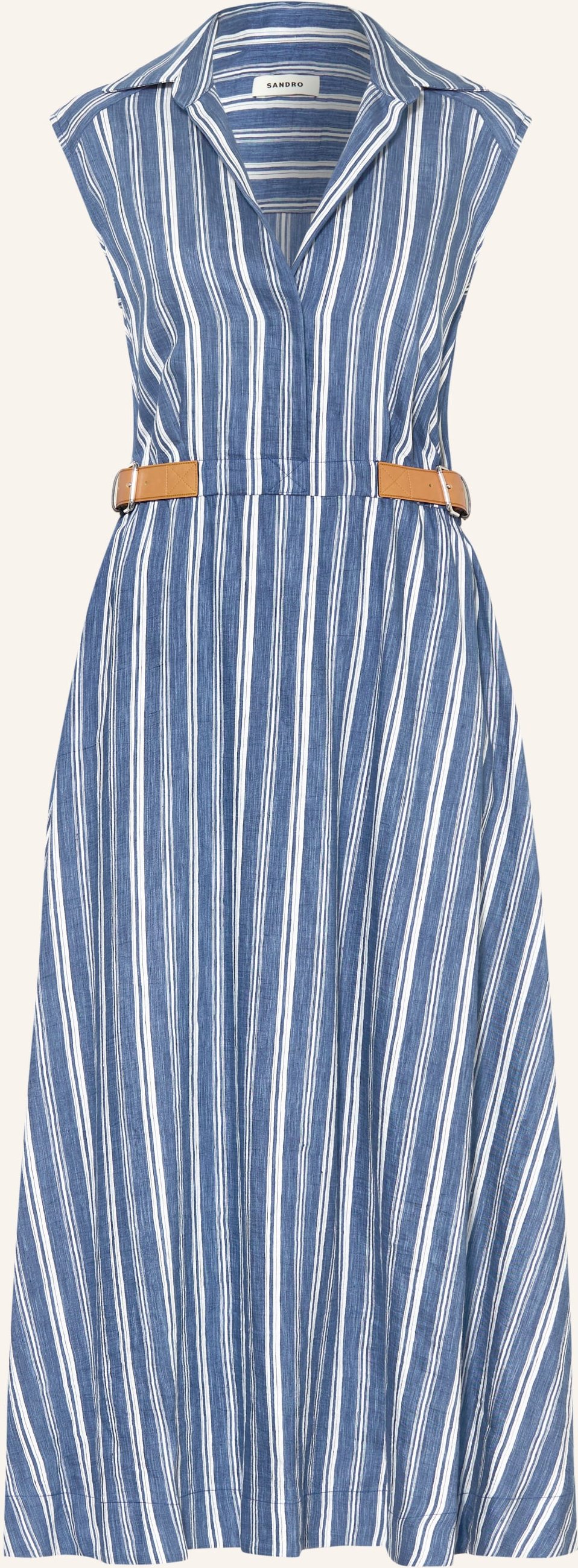 Sandro Hemdblusenkleid Mit Leinen weiss