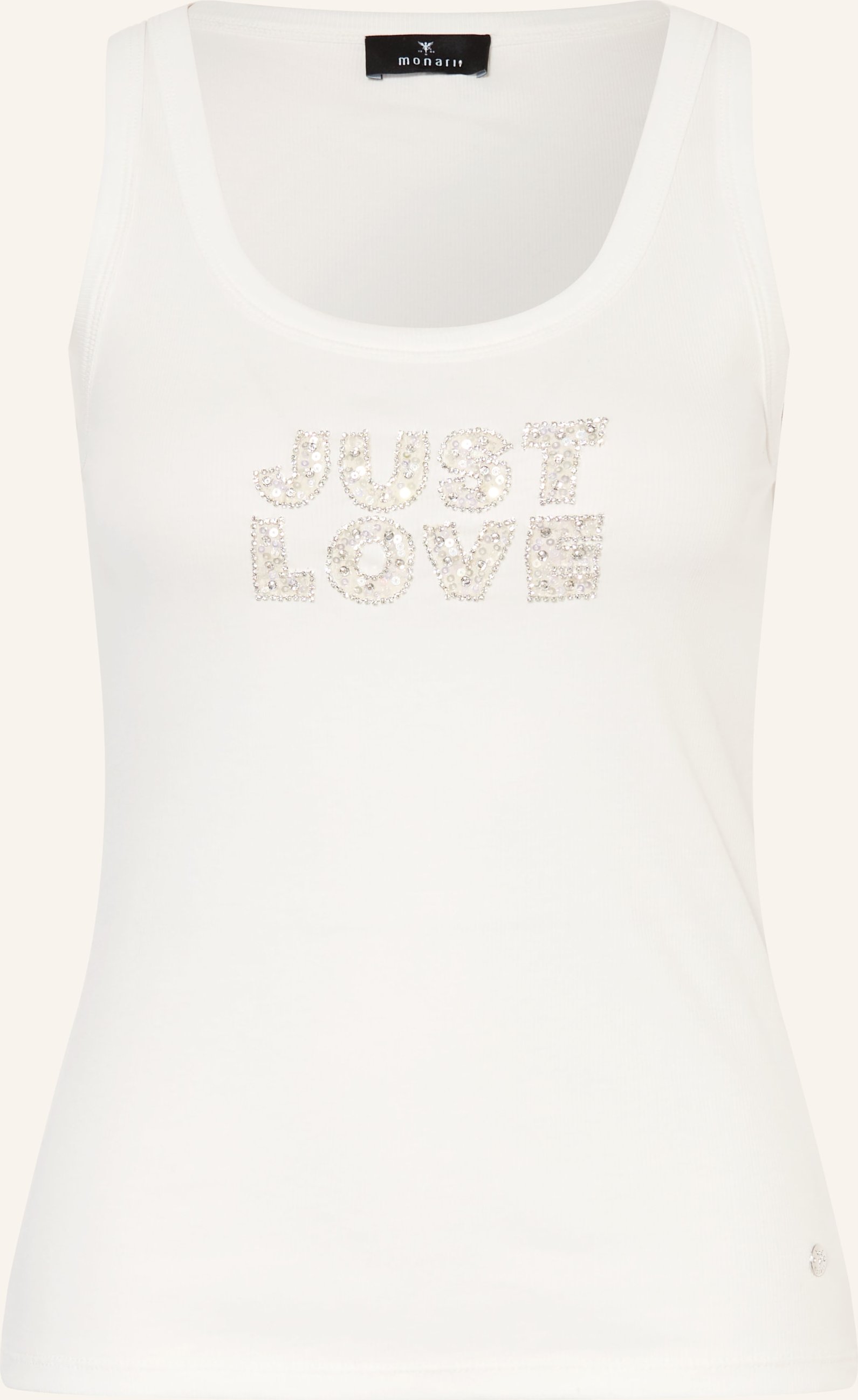 Monari Top Mit Schmucksteinen Und Pailletten weiss