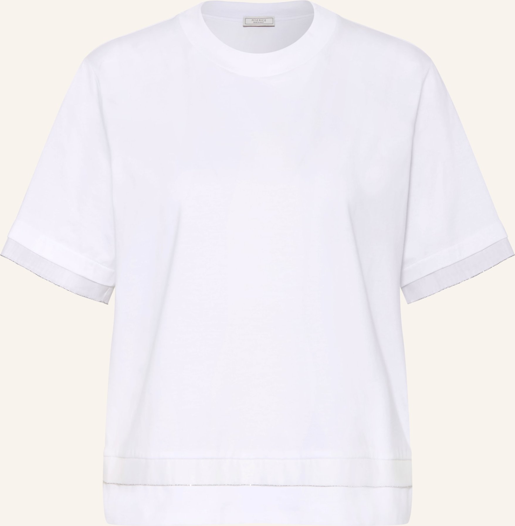 Peserico T-Shirt Mit Seide Und Schmucksteinen weiss
