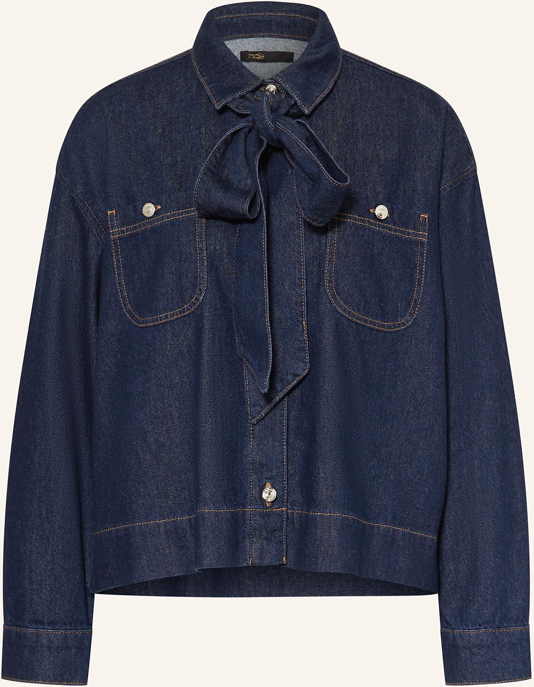 Thumbnail - Maje Jeansbluse Mit Abnehmbarer Schluppe blau