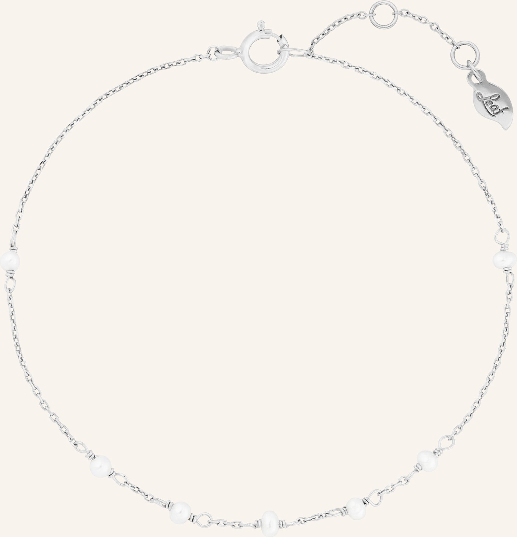 Leaf Armband White Pearls Aus 14 Karat Weißgold silber