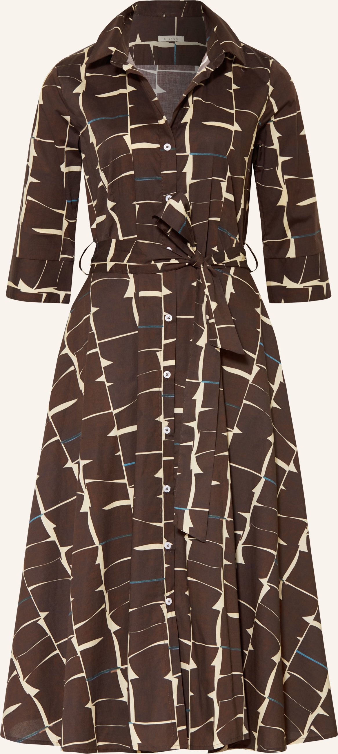 Lilienfels Hemdblusenkleid Mit 3/4-Arm braun