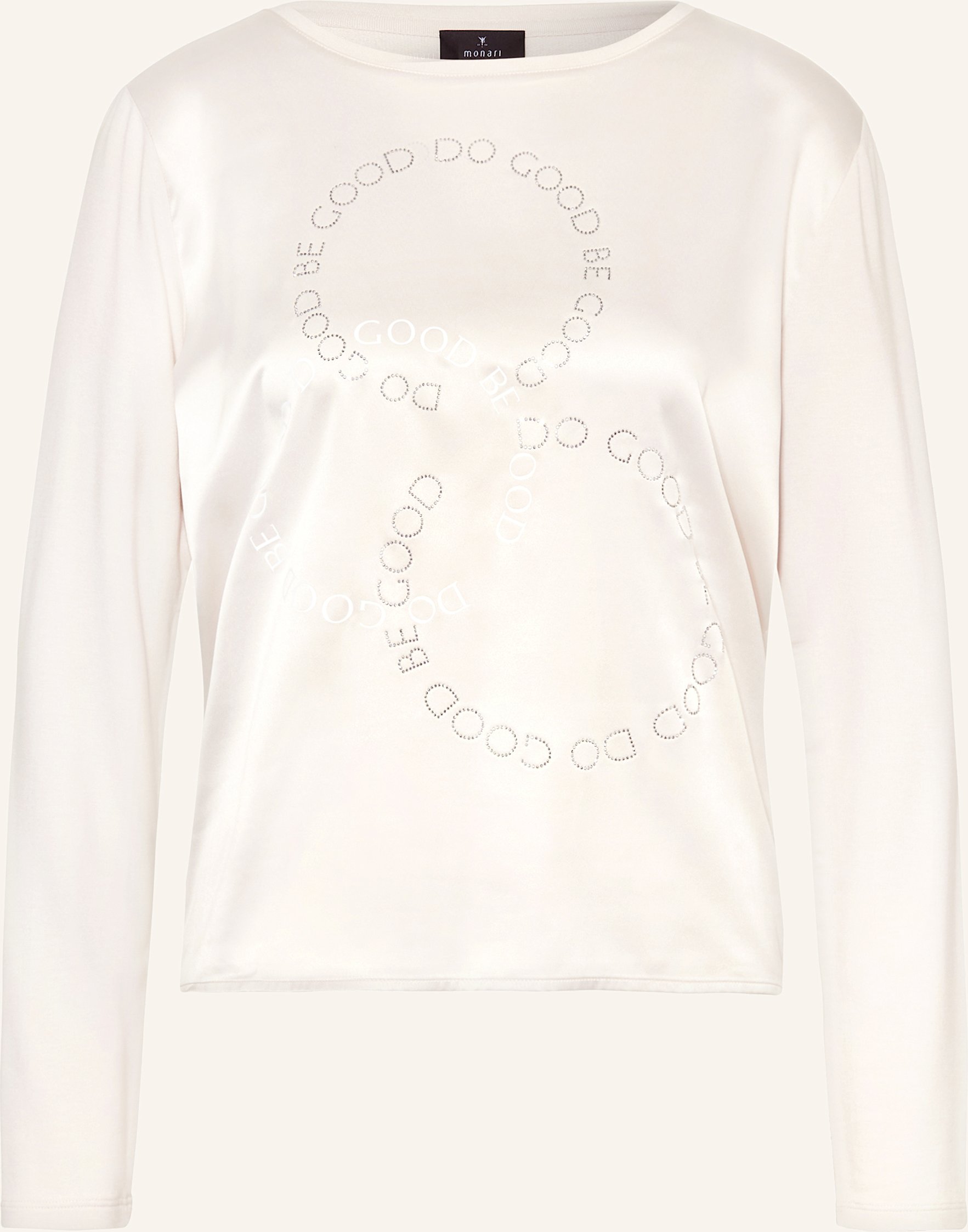 Thumbnail - Monari Longsleeve Im Materialmix Mit Schmucksteinen beige