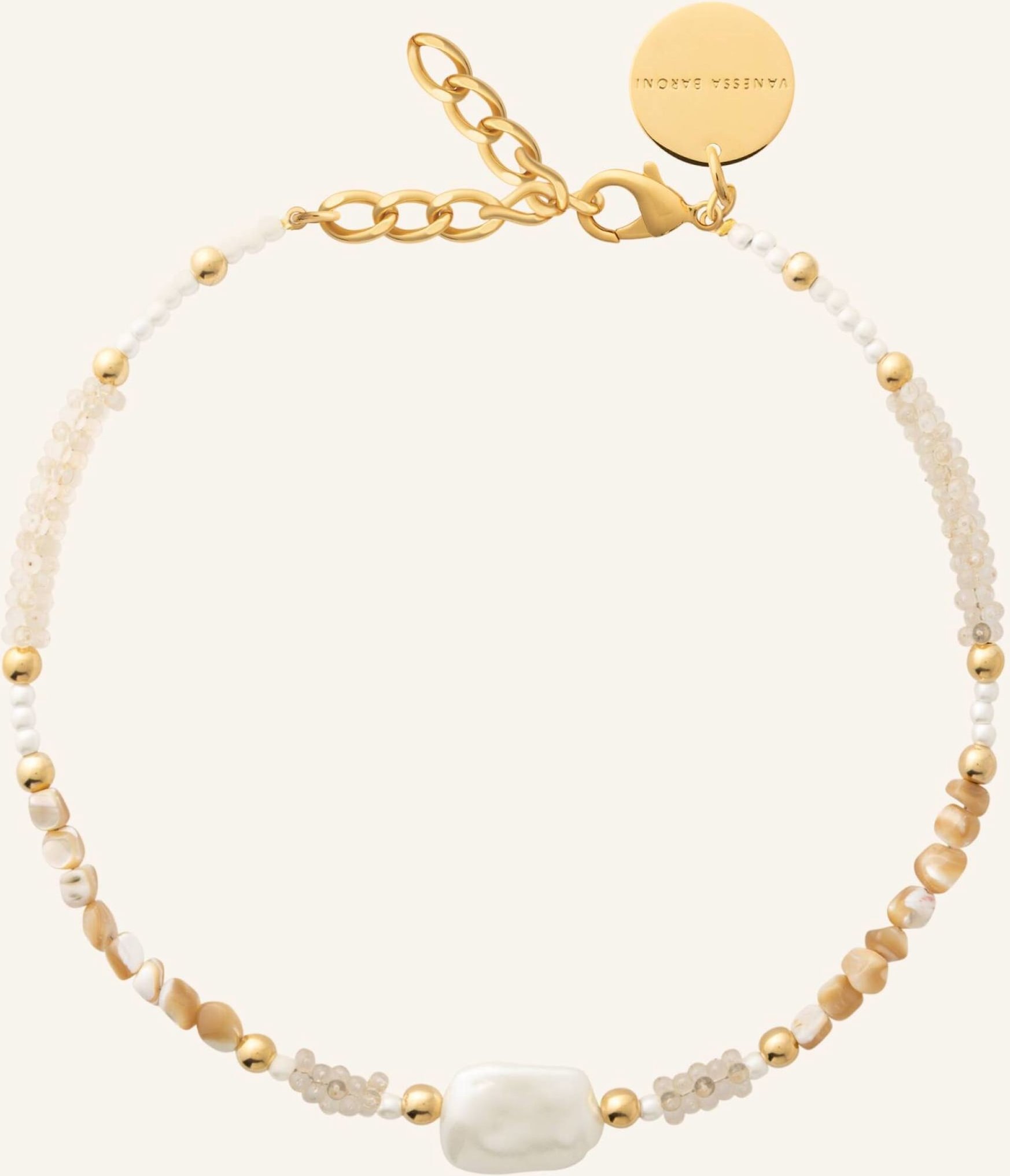 Vanessa Baroni Halsketten Shore Necklace Taupe By Glambou gold