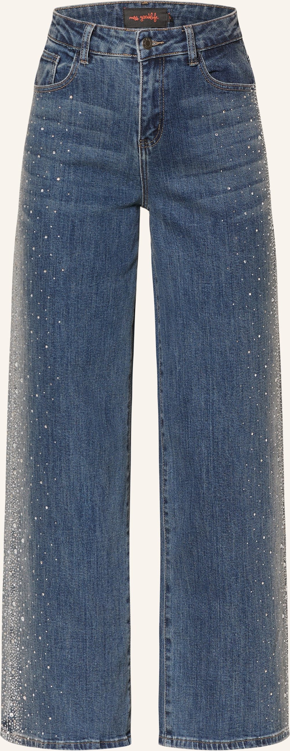 Miss Goodlife Straight Jeans Mit Schmucksteinen blau