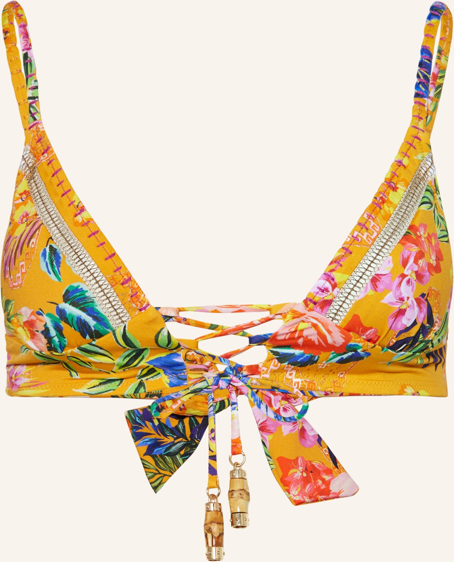 Watercult Bralette-Bikini-Top Sunset Florals orange