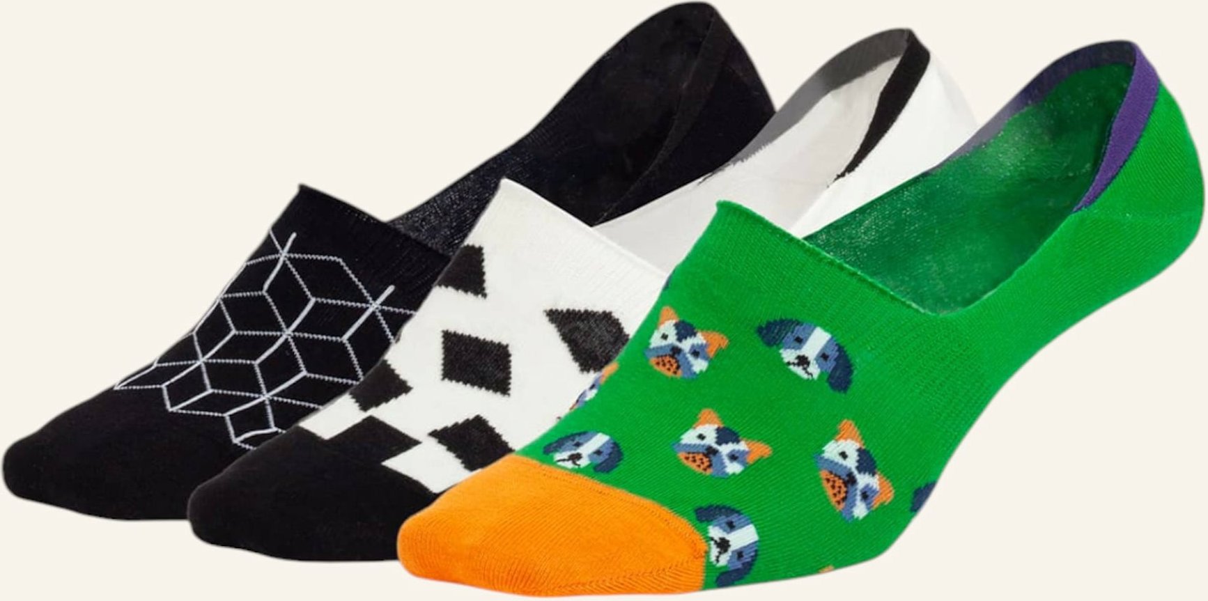 Dillysocks Füßlinge Hidden Dog Geometrics gruen